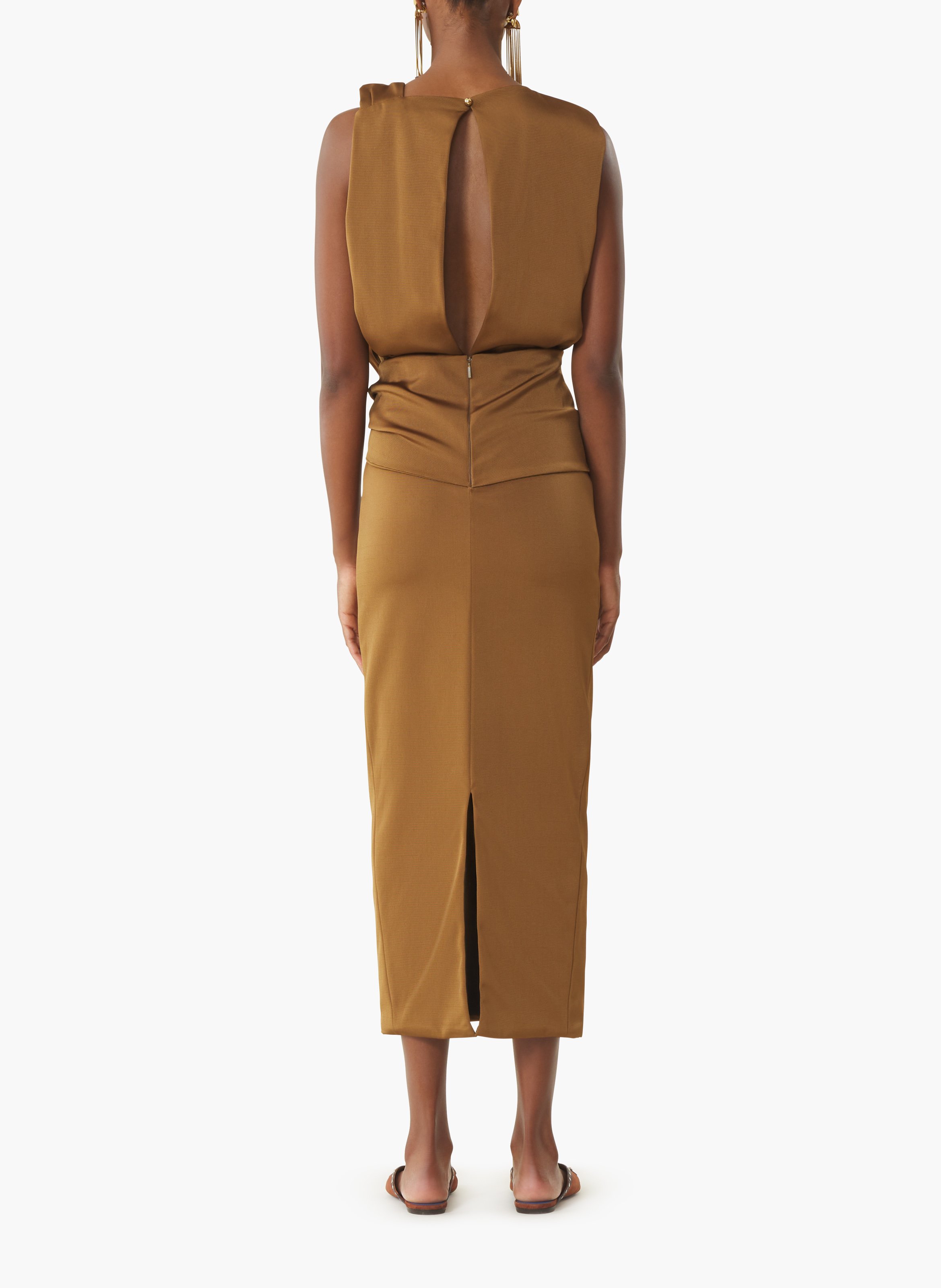 Robe midi en viscose LANVIN Marron