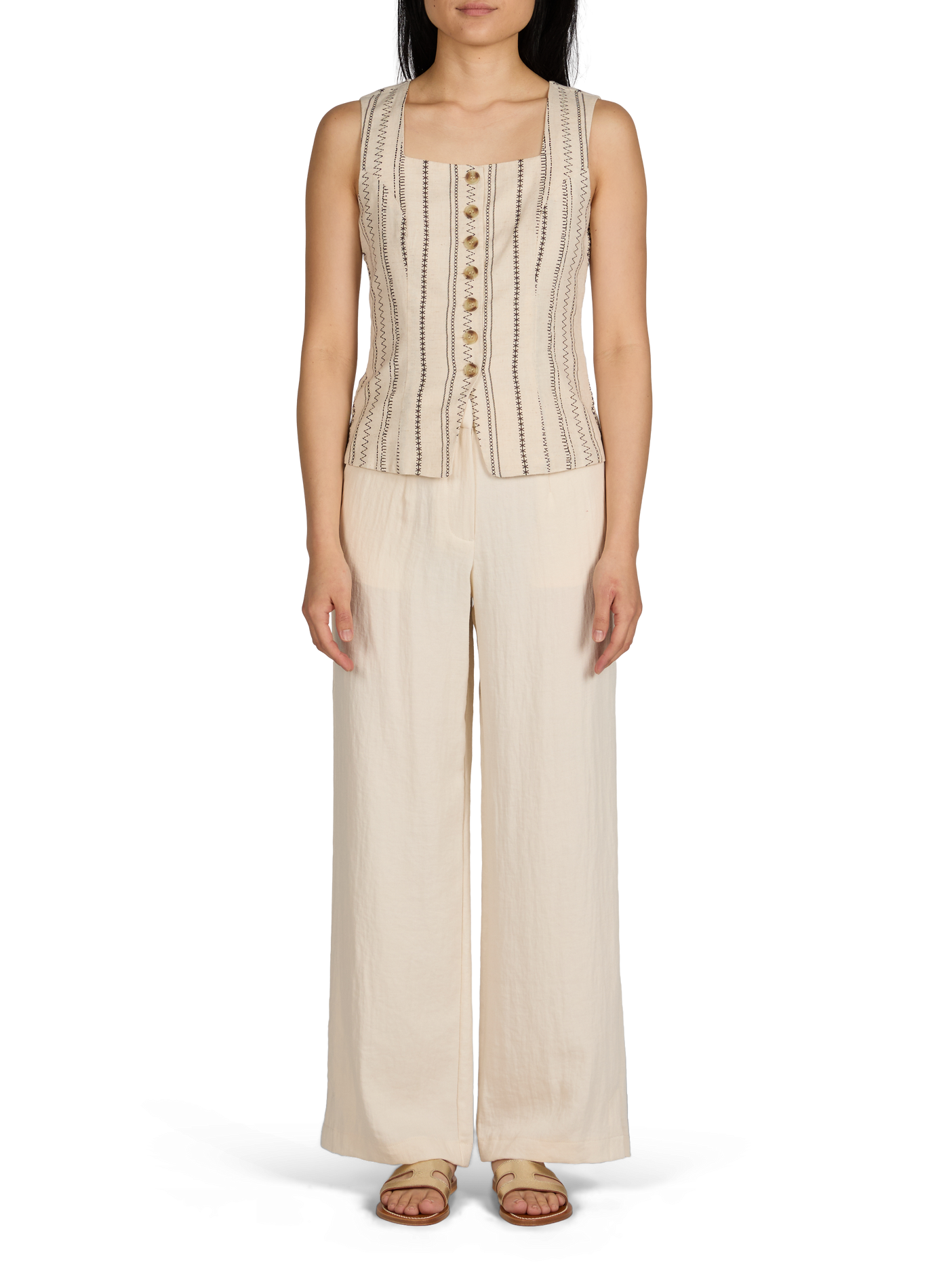 Sandales plates en cuir métallisé K. JACQUES Doré