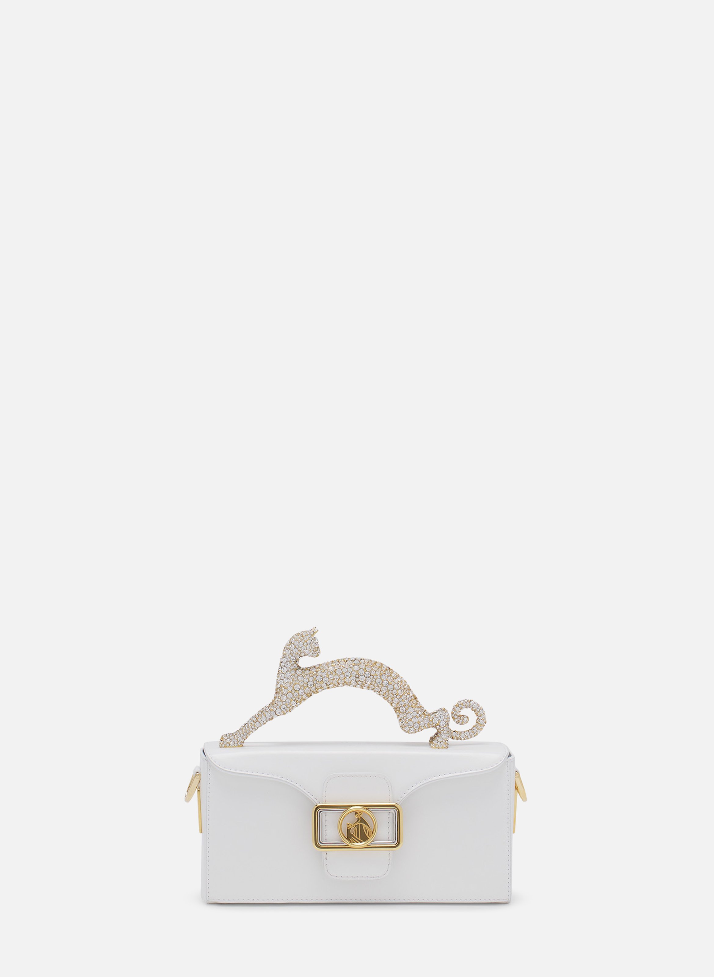 Sac pencil cat en cuir et strass LANVIN Blanc