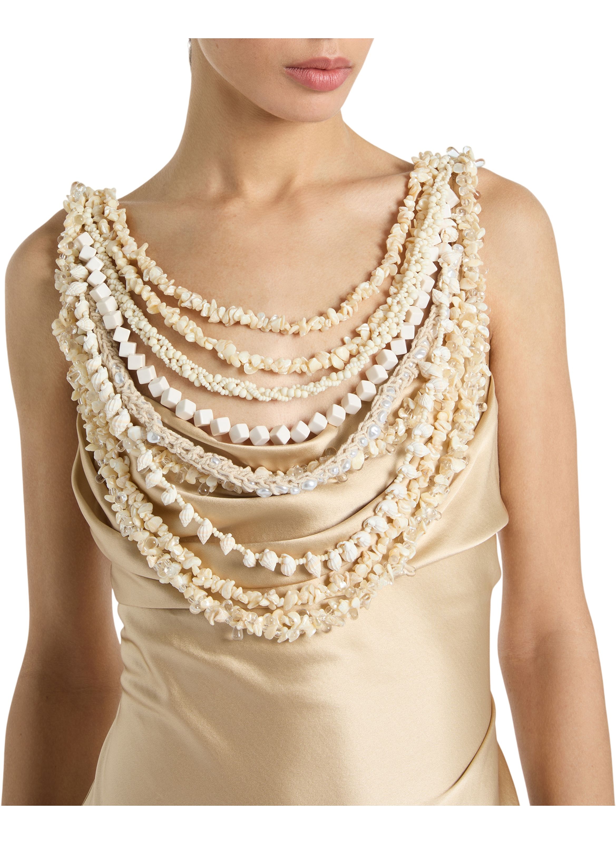 Robe coquillages en soie BALMAIN Beige