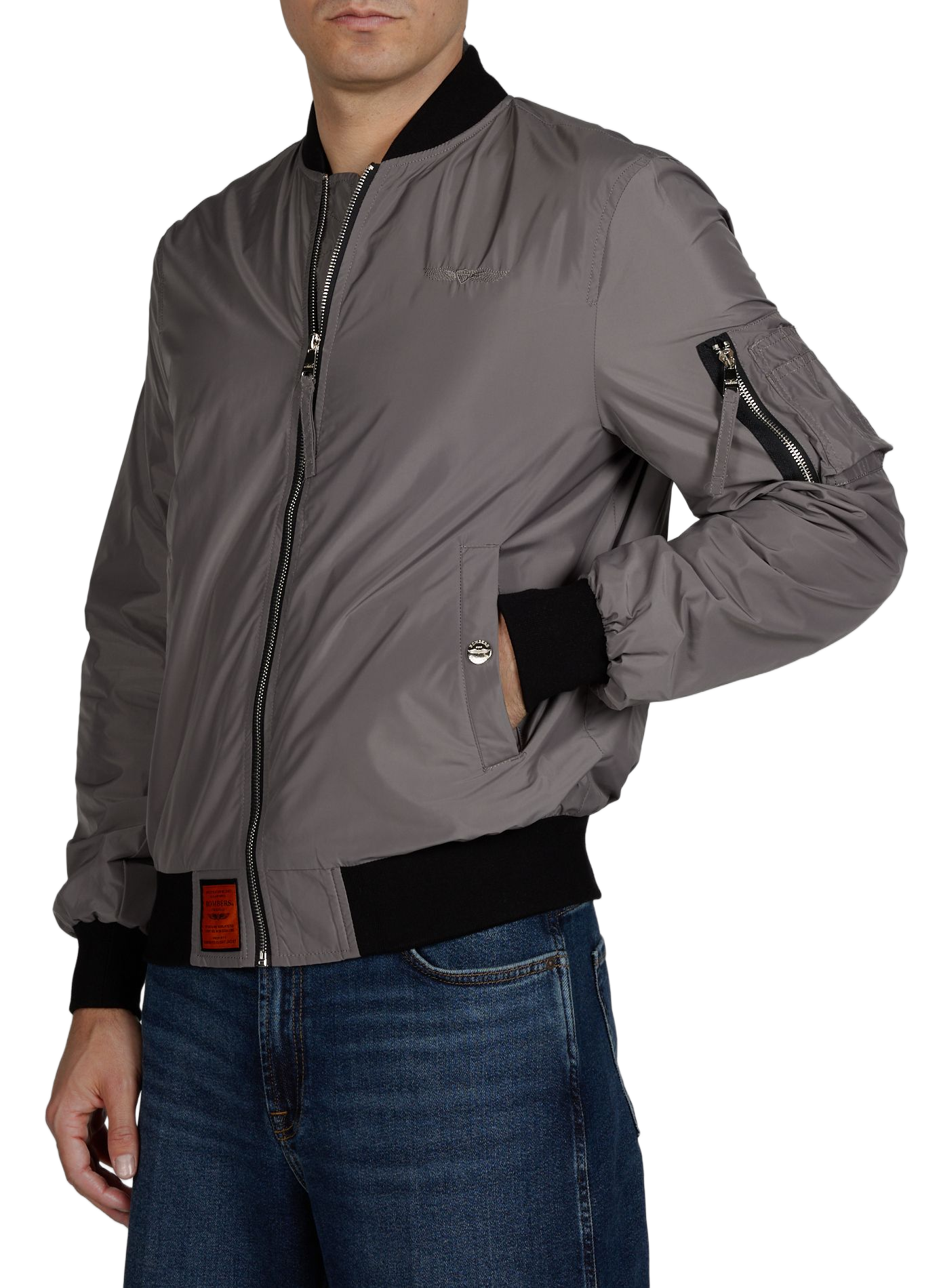 Bomber with logo embroidery on the chest BOMBERS ORIGINAL Grey