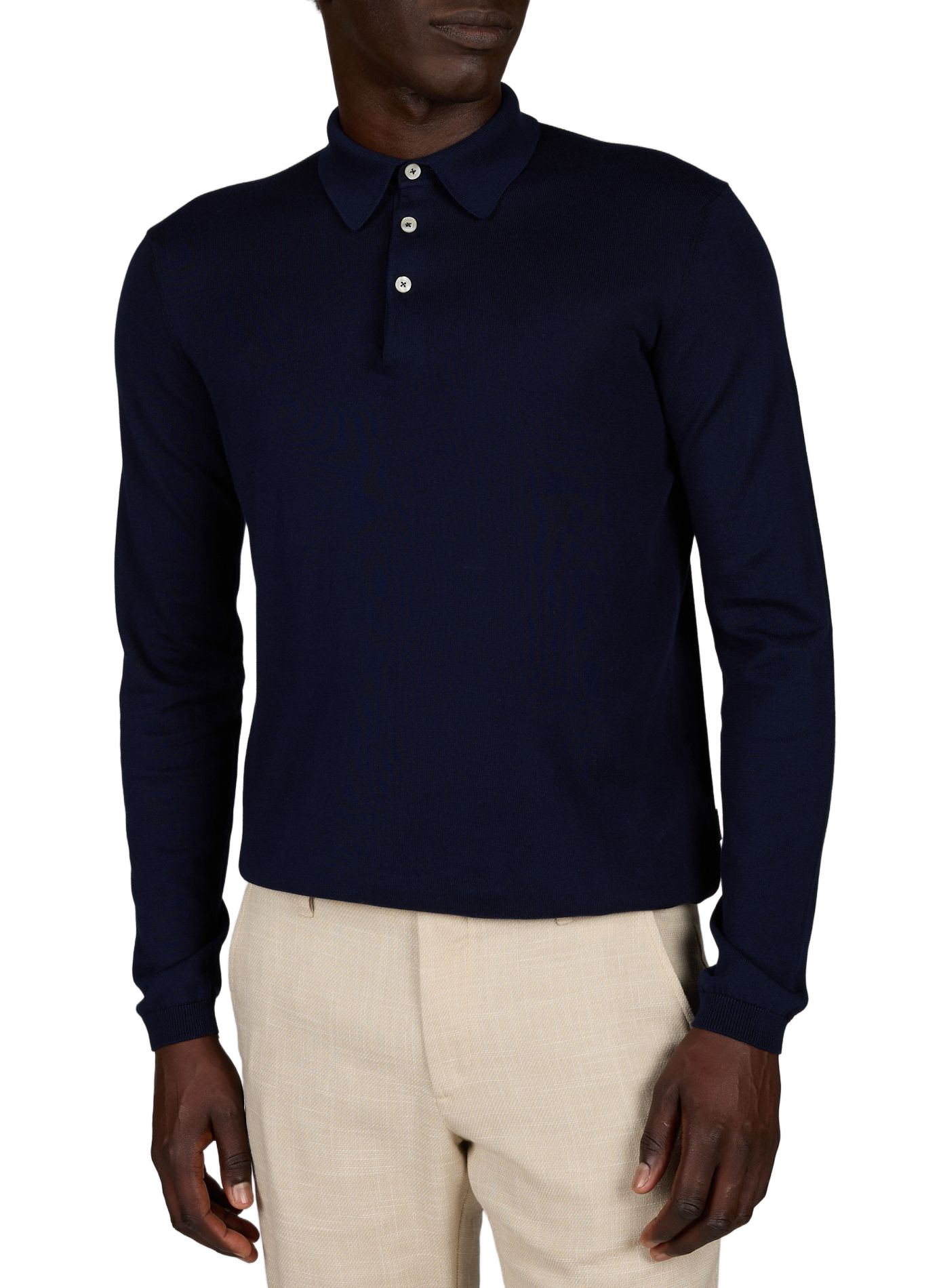 Long-sleeved cotton polo shirt FACONNABLE Blue