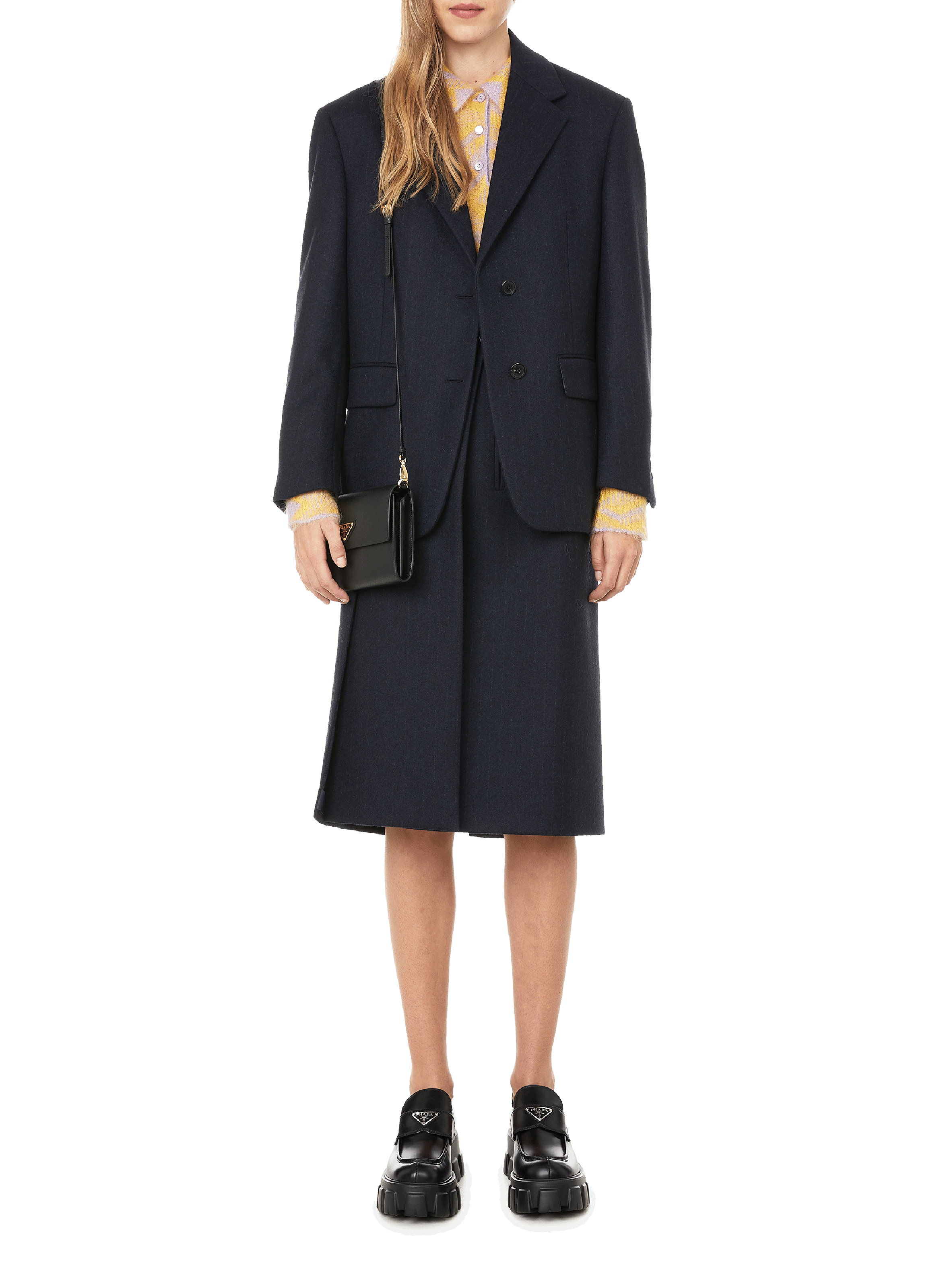 Oversized wool tailored jacket PRADA Blue