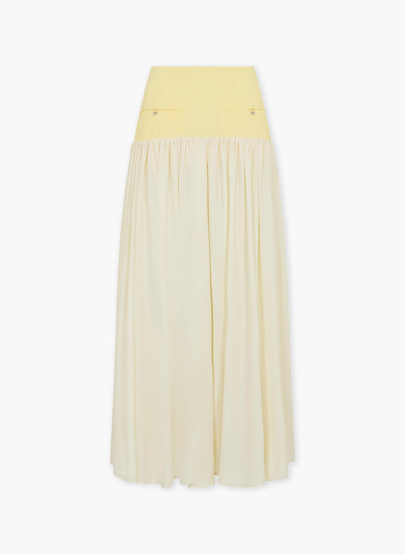 Longue jupe en crêpe de chine et coton avec détails bicolors RABANNE Jaune