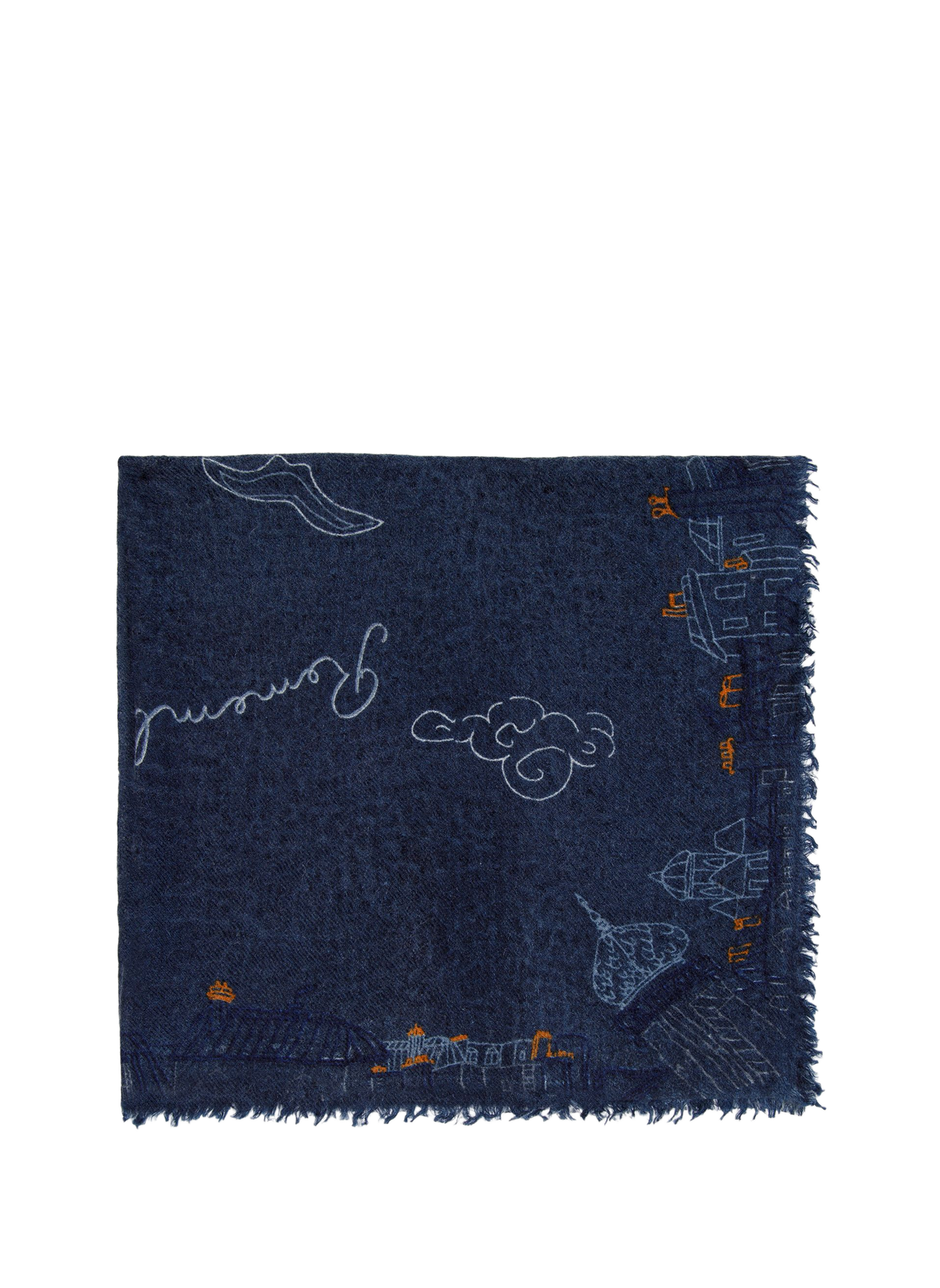Printed Cashmere Scarf MAISON LABICHE Blue