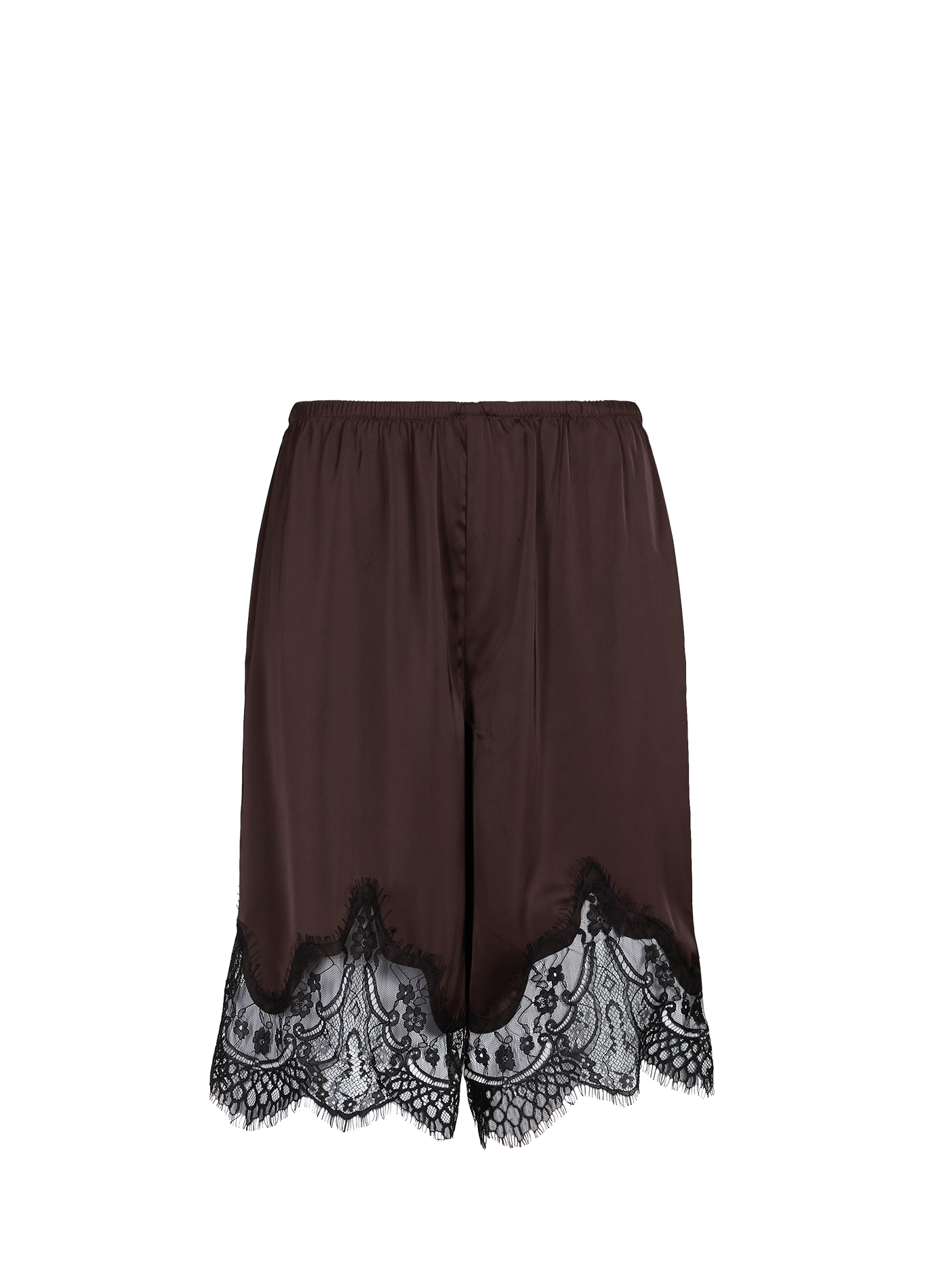 Satin short with lace OBJECT Brown