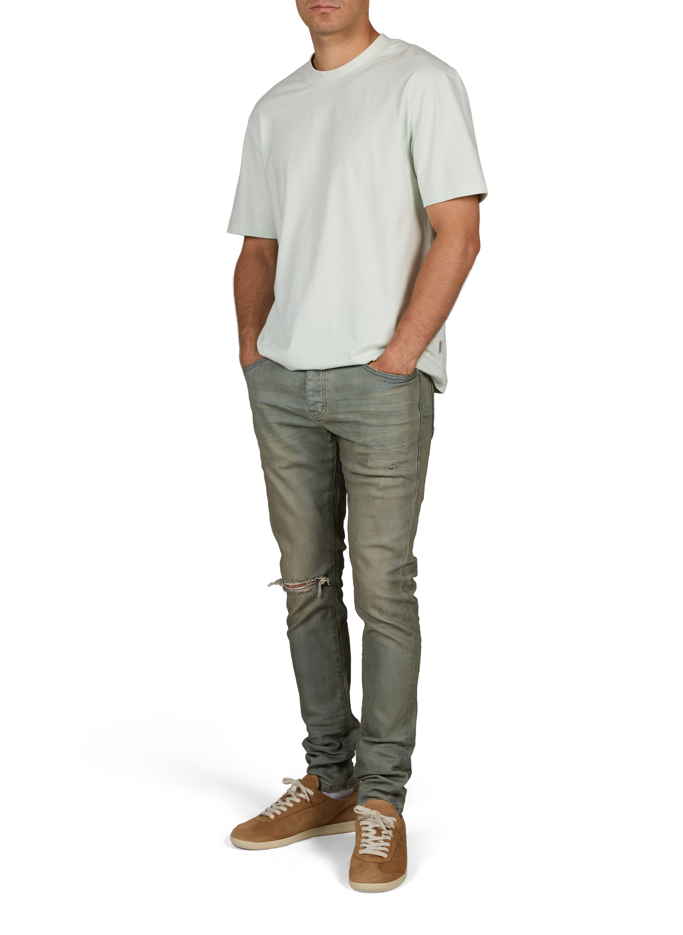 Ripped slim fit jeans in blended cotton PURPLE BRAND Blue