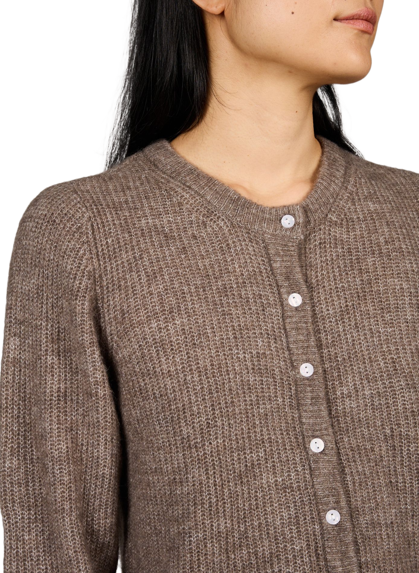 Vilory Rippstrick-Cardigan mit Rundhalsausschnitt VILA Braun