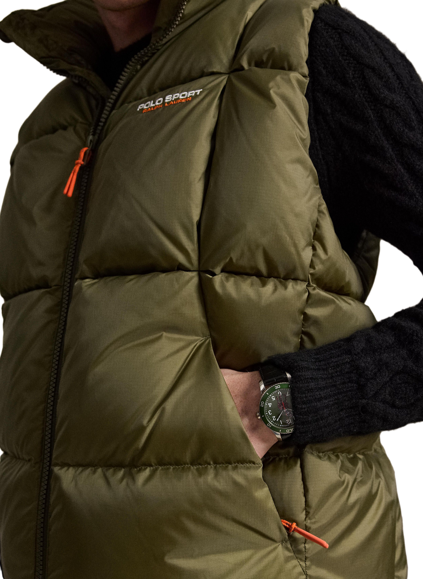 Veste droite col montant sans manches matelassé POLO RALPH LAUREN Green