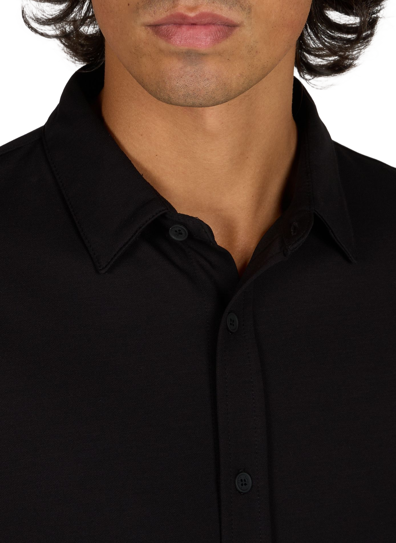 Straight shirt with classic collar in blended wool 1789 CALA Black
