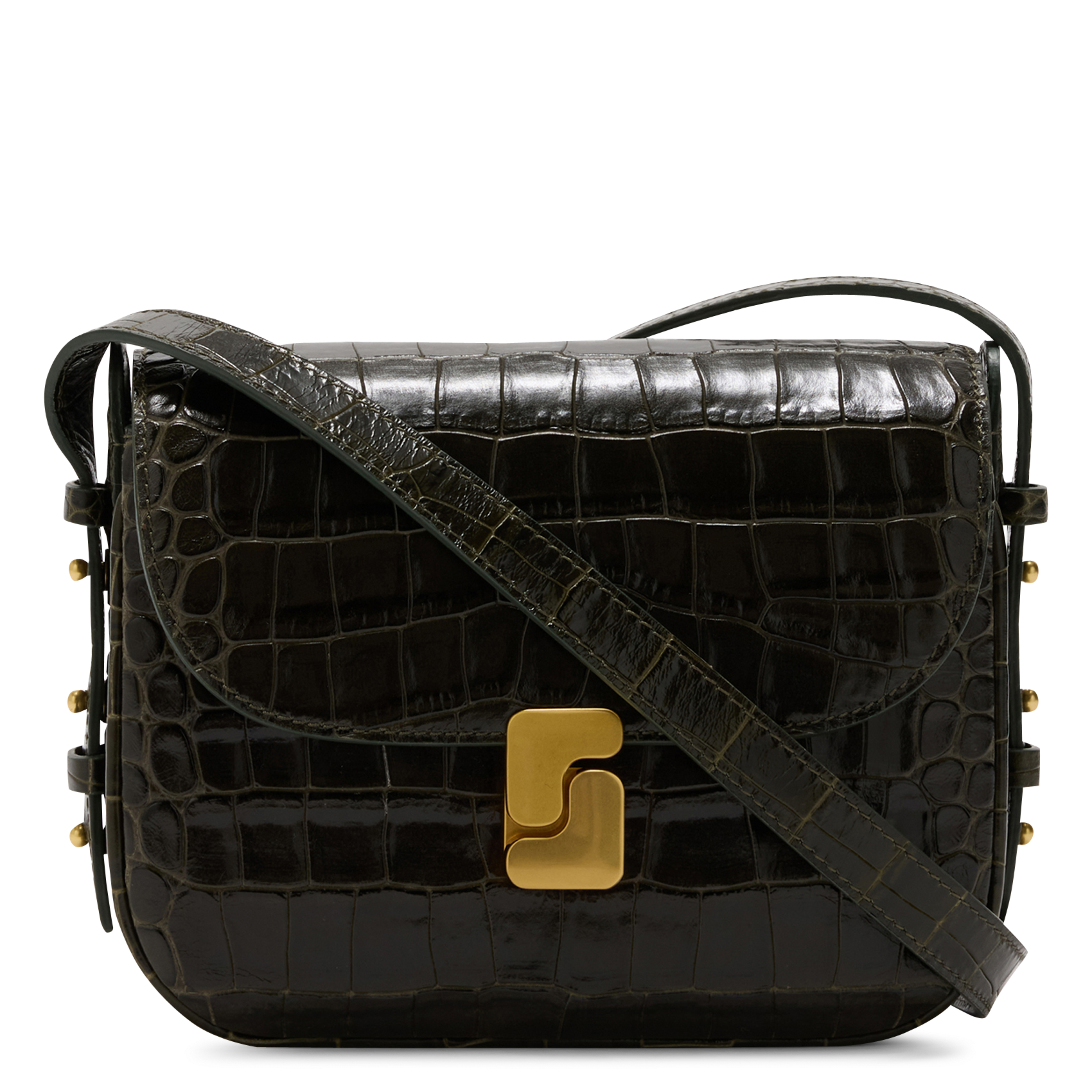 Sac bandoulière en cuir embossé croco bellissima mini SOEUR Vert