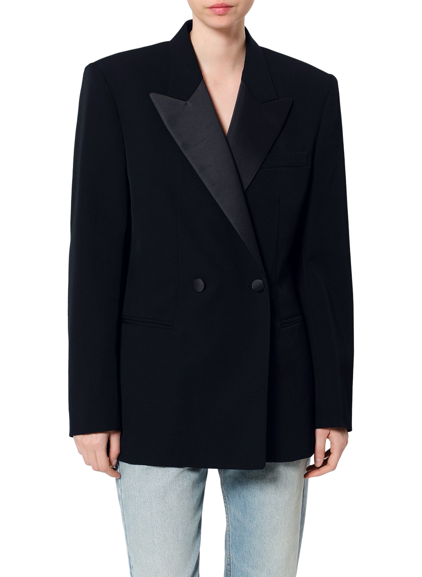 RANYAE blazer van scheerwol met satijnen revers ISABEL MARANT Zwart