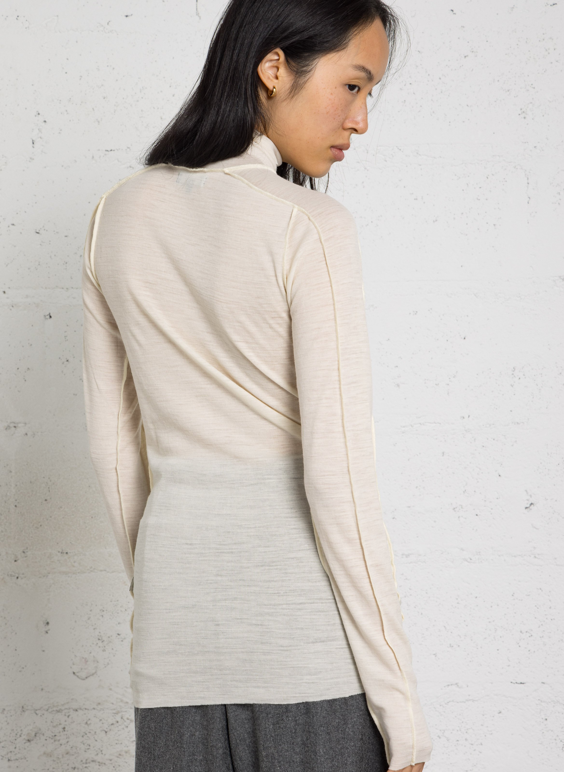 Tee-shirt col montant en laine lois SOEUR Beige