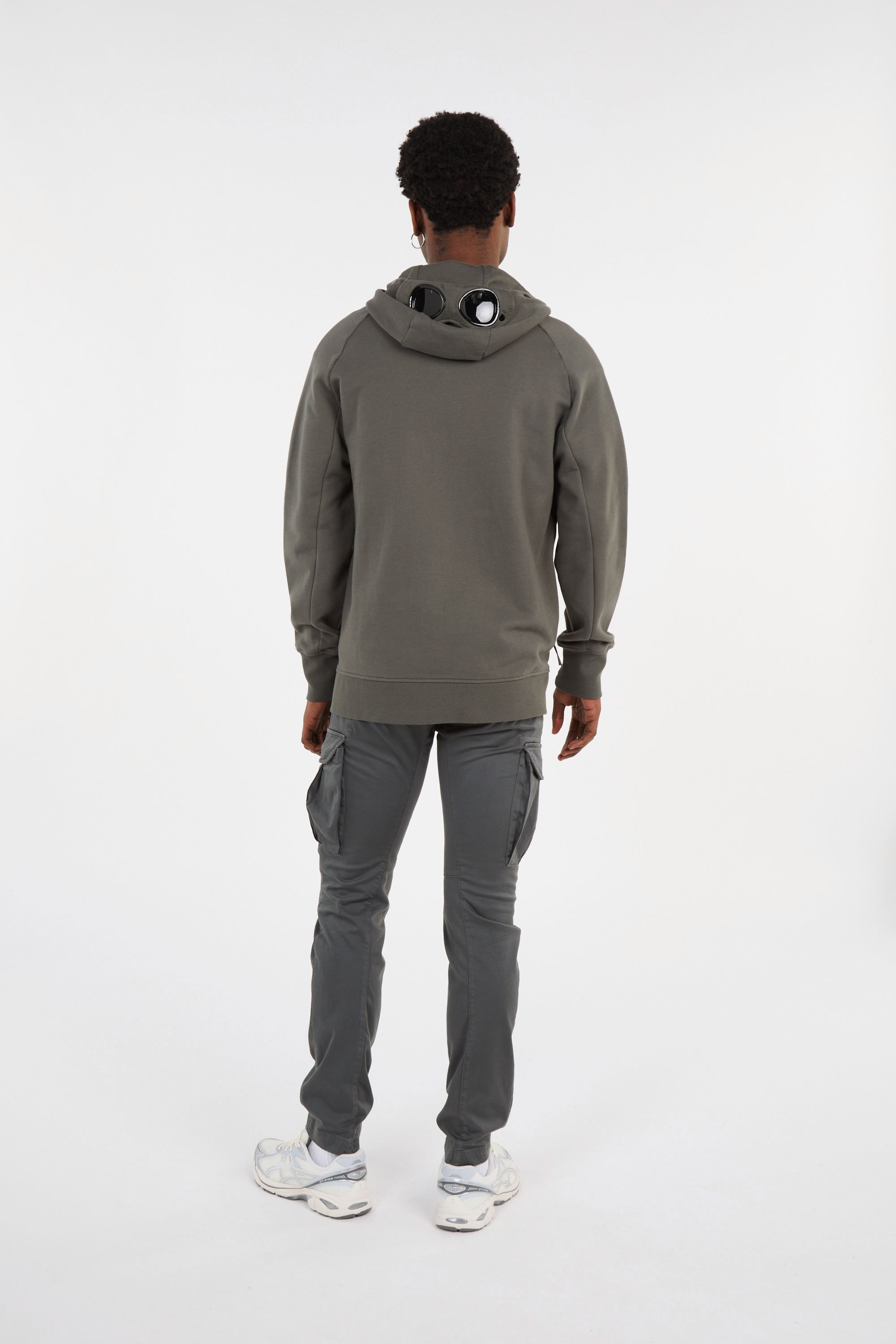 Hoodie zippé diagonal raised fleece goggle sweatshirt CP COMPANY Kaki