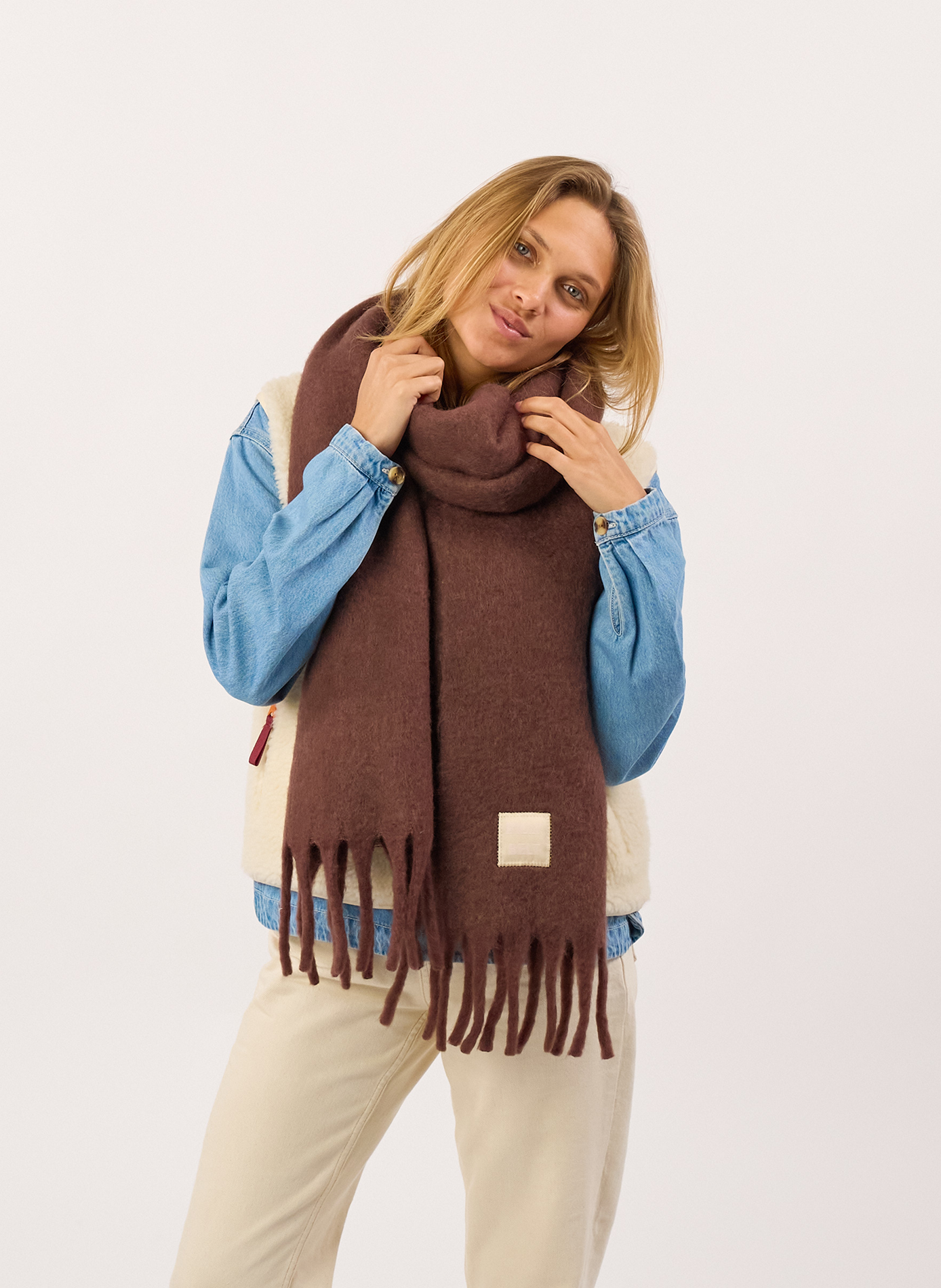 Echarpe en laine large BILLYBELT Marron