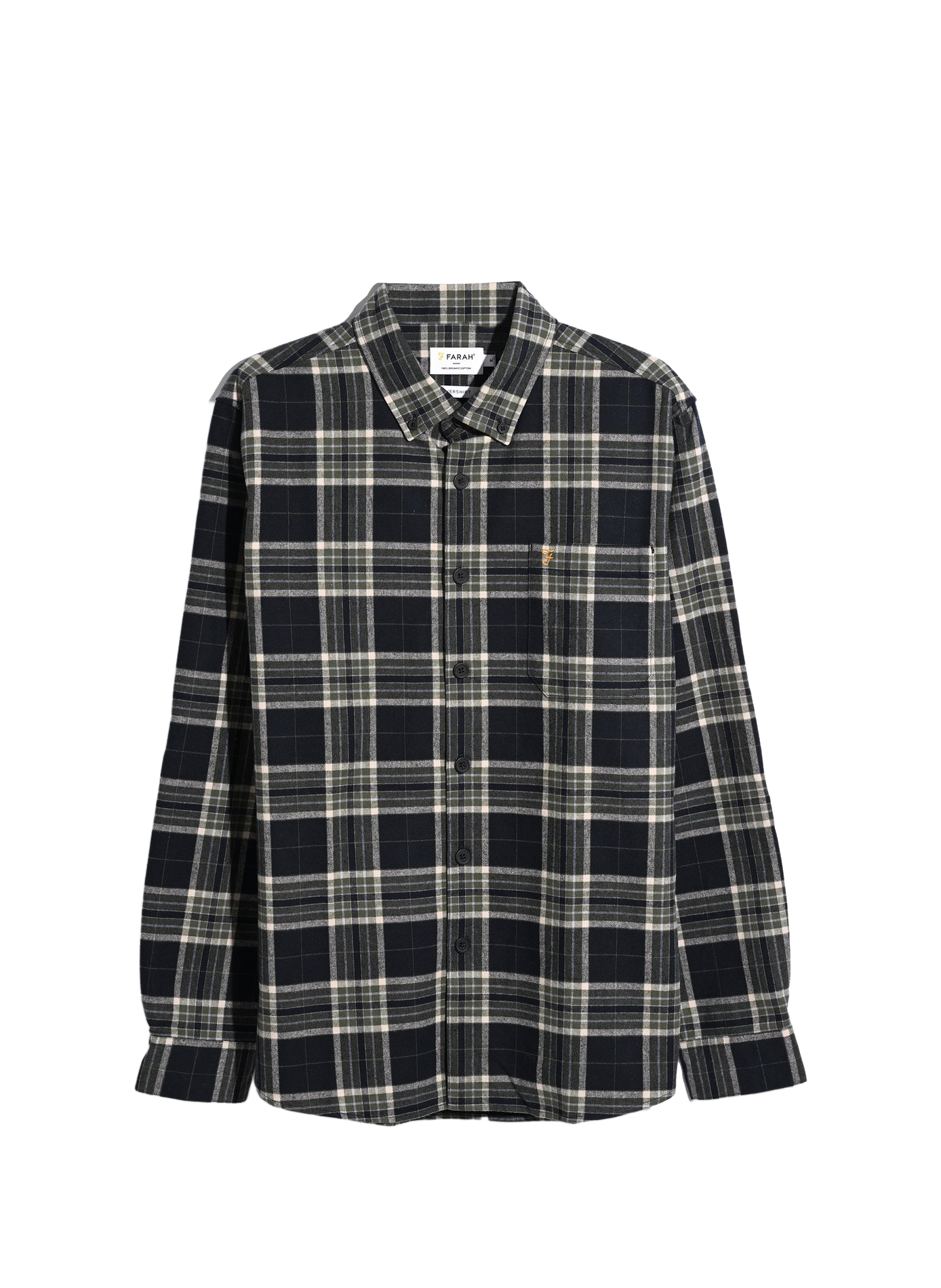 Chemise droite à carreaux à logo brodé en coton FARAH Blue