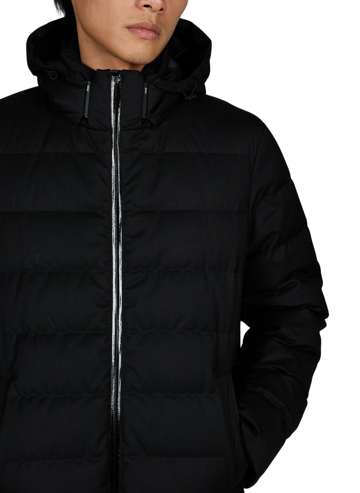 Long quilted hooded puffer jacket HERNO Black