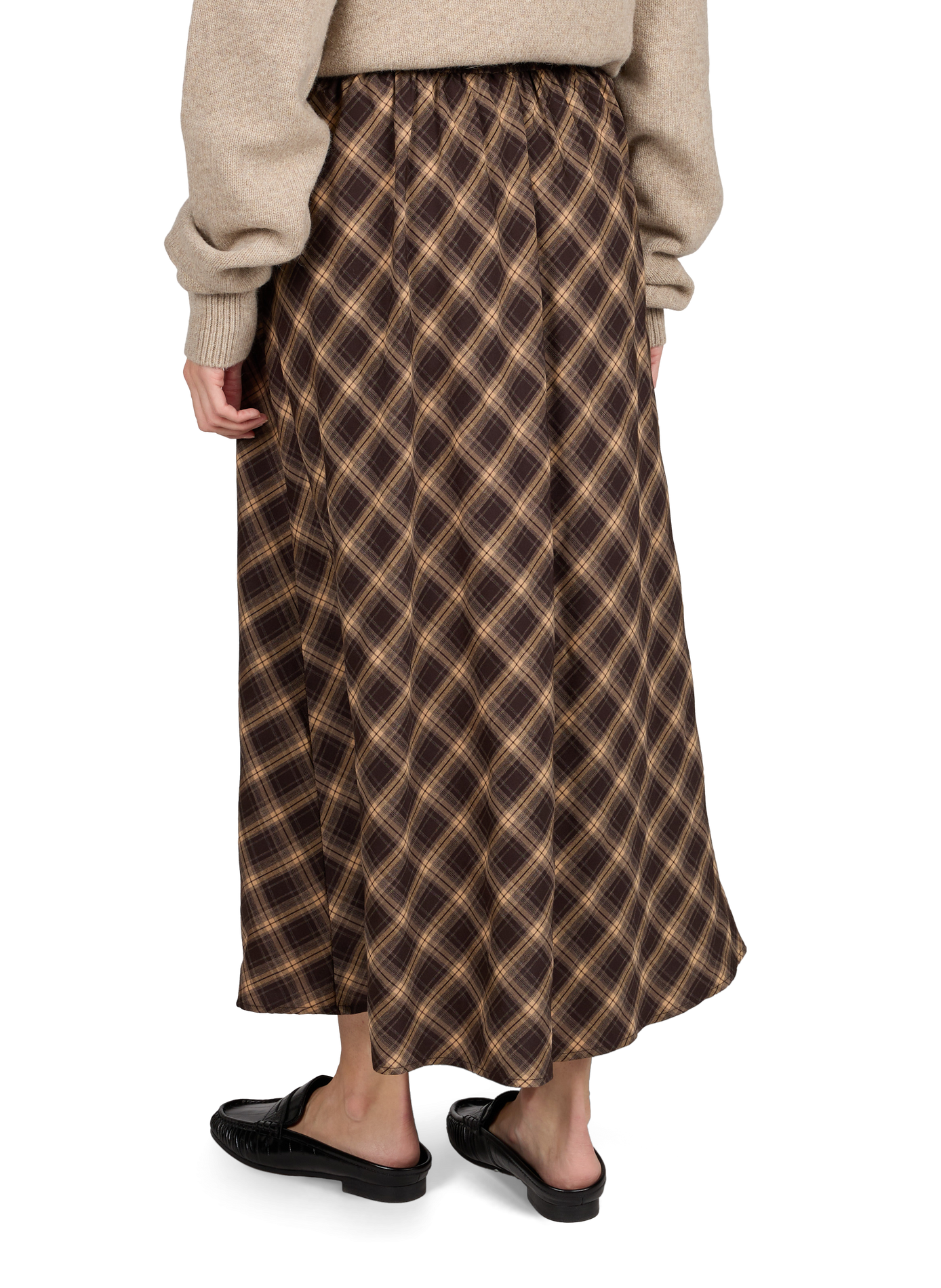 Vilene long checked skirt VILA Brown