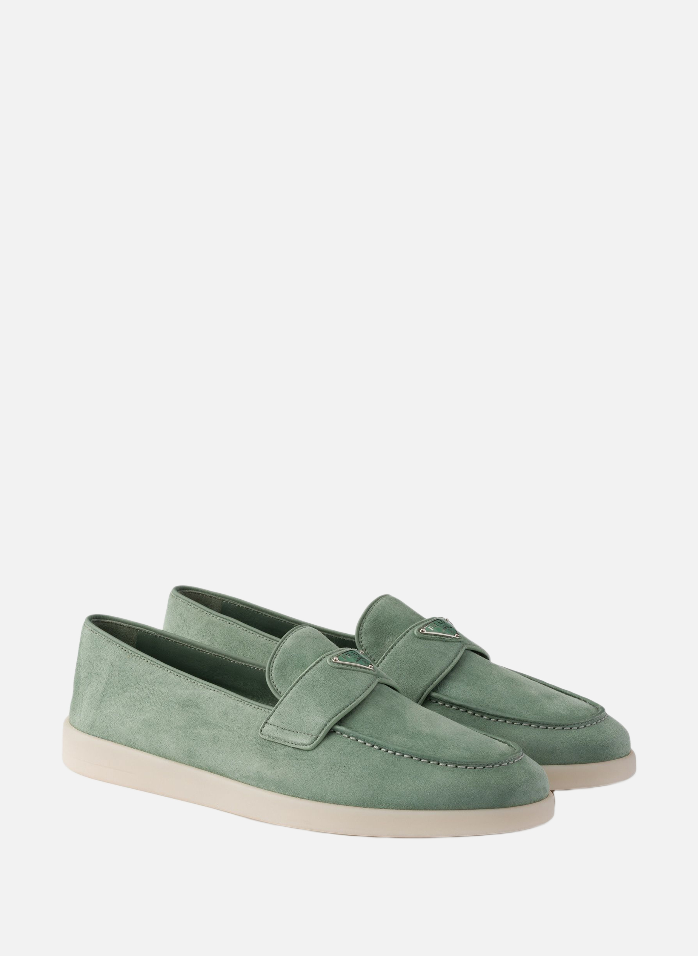 Mocassins en veau velours PRADA Vert