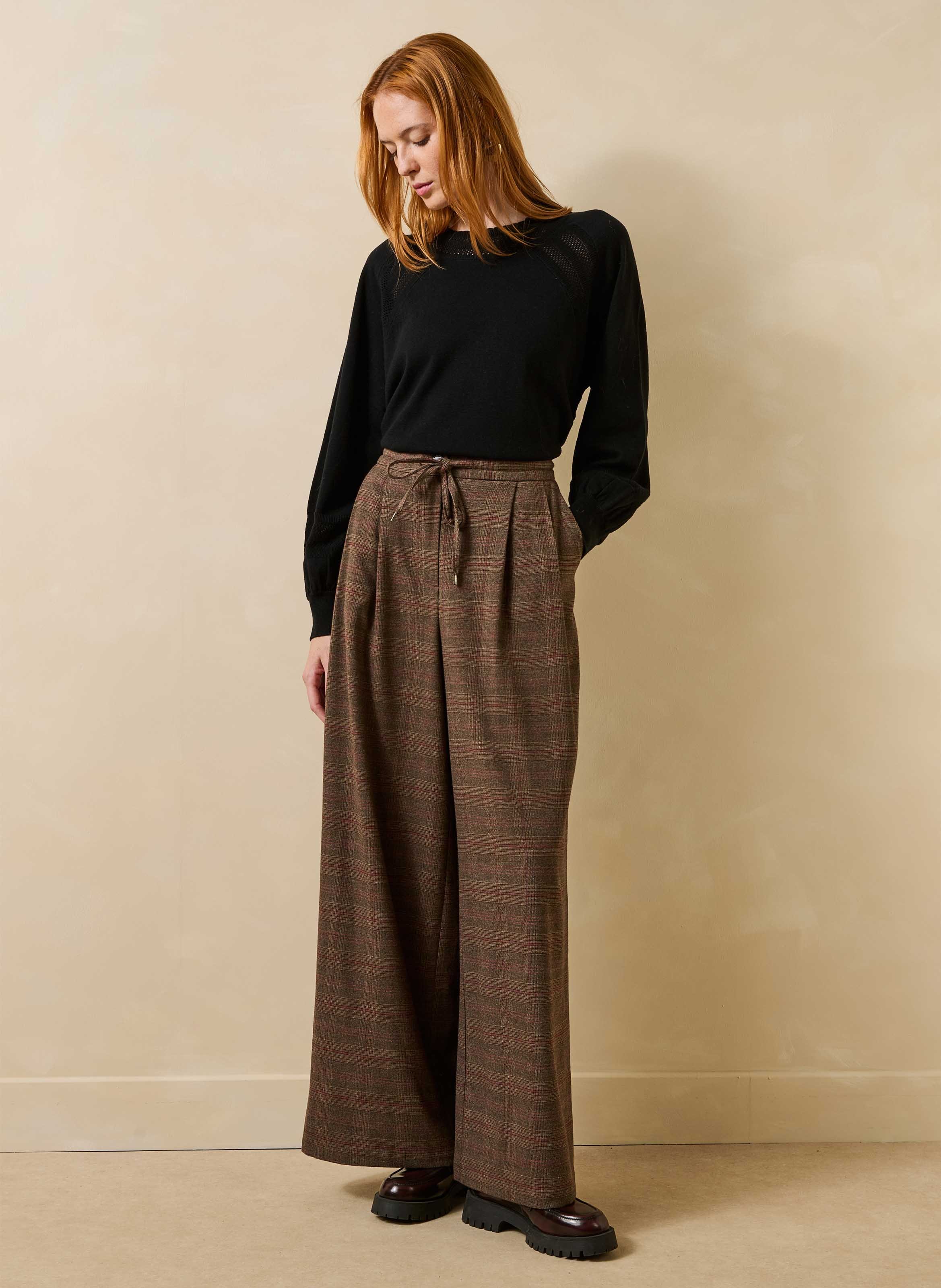 Wijde geruite broek LA FEE MARABOUTEE Bruin