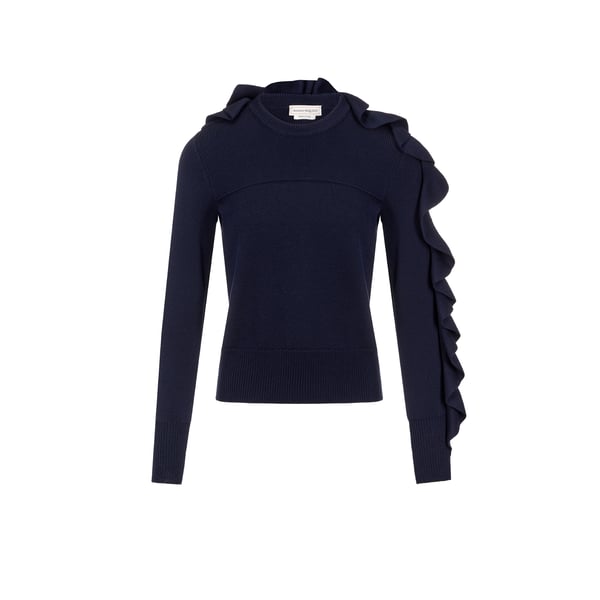 Pull à volants en laine