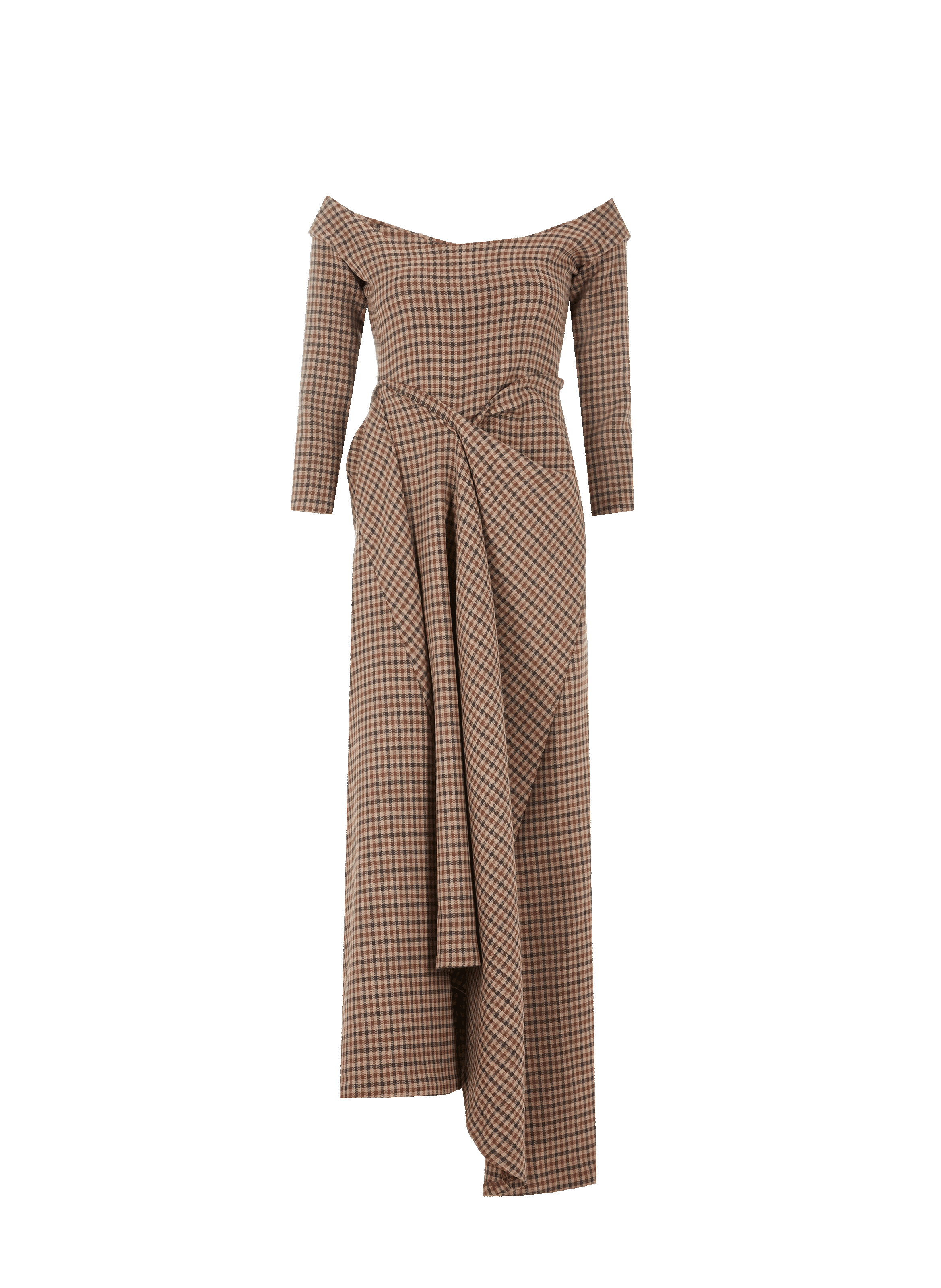 Robe à carreaux en laine vierge mélangée