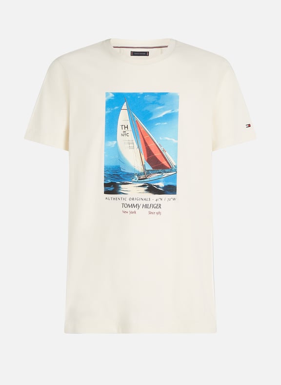 T-shirt en coton à imprimé Blanc by TOMMY HILFIGER TOMMY HILFIGER T-shirt en coton à imprimé Blanc