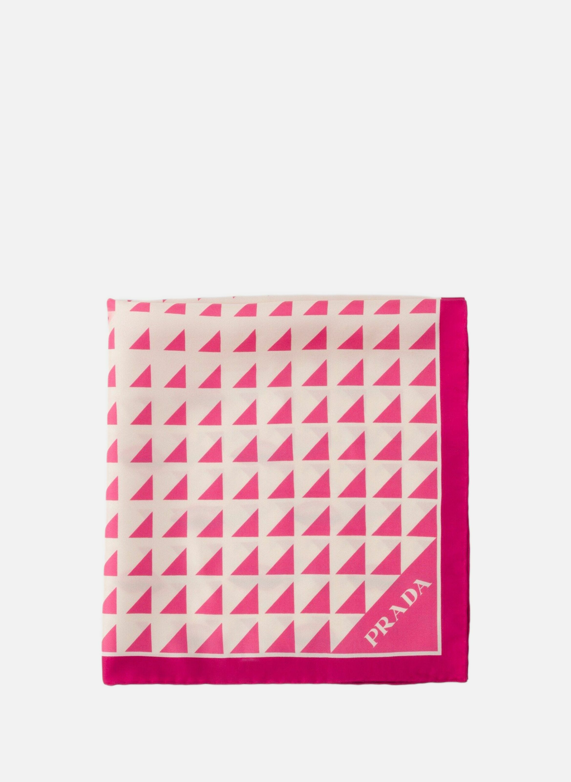 Foulard en sergé de soie imprimé 55 PRADA Rose