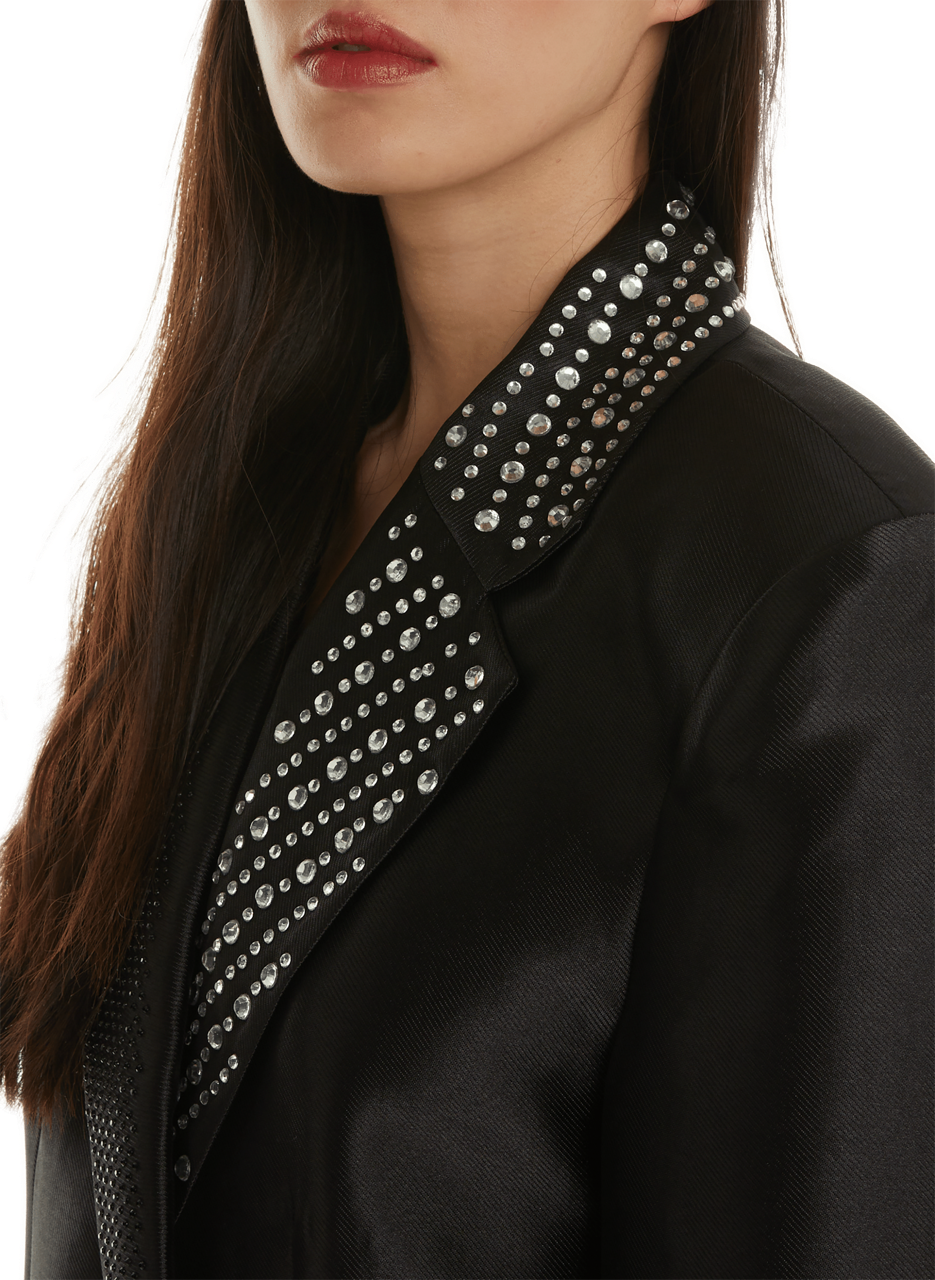Blazer satiné avec détails brillants Noir