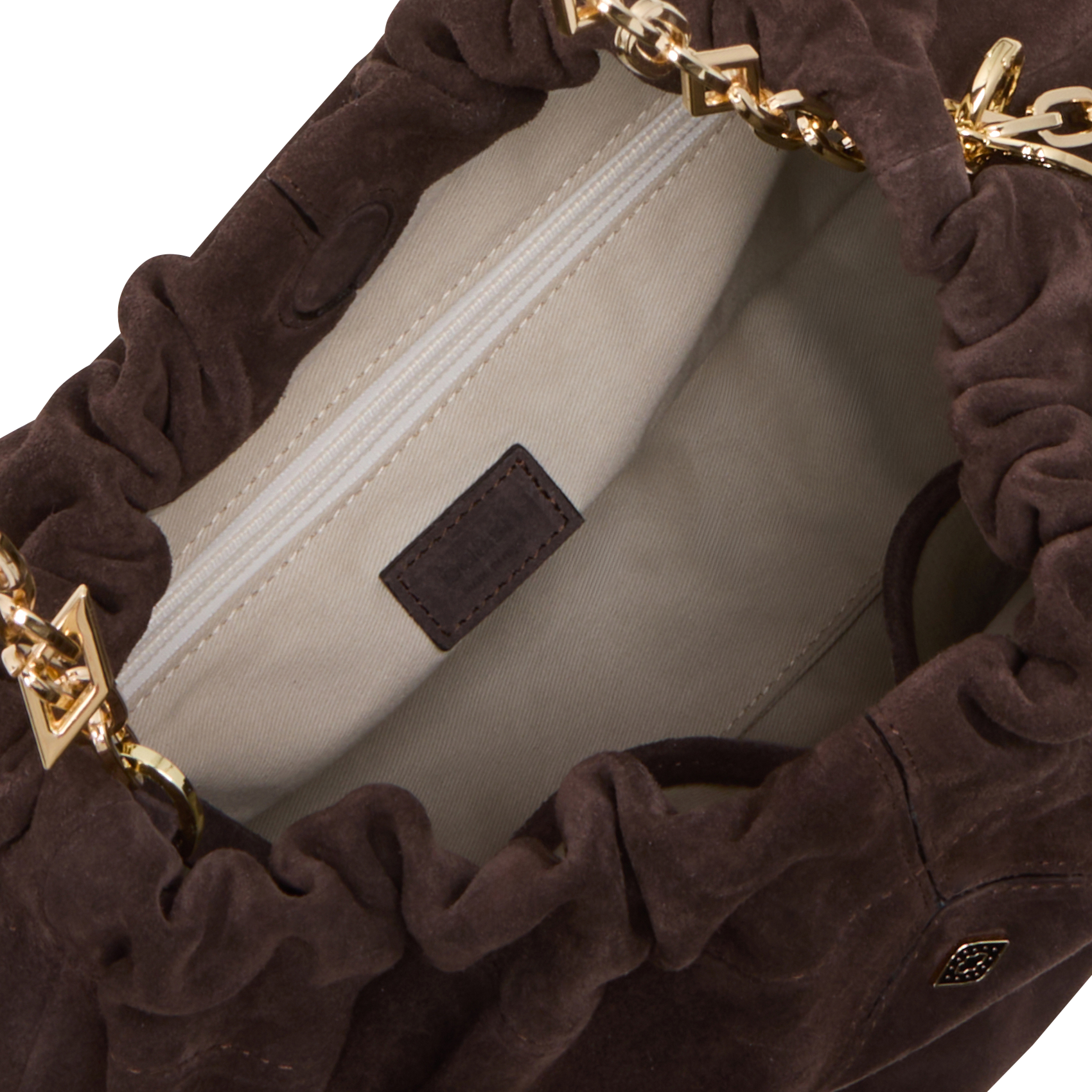 Sac bandoulière tote en cuir velours june tote BA&SH Marron