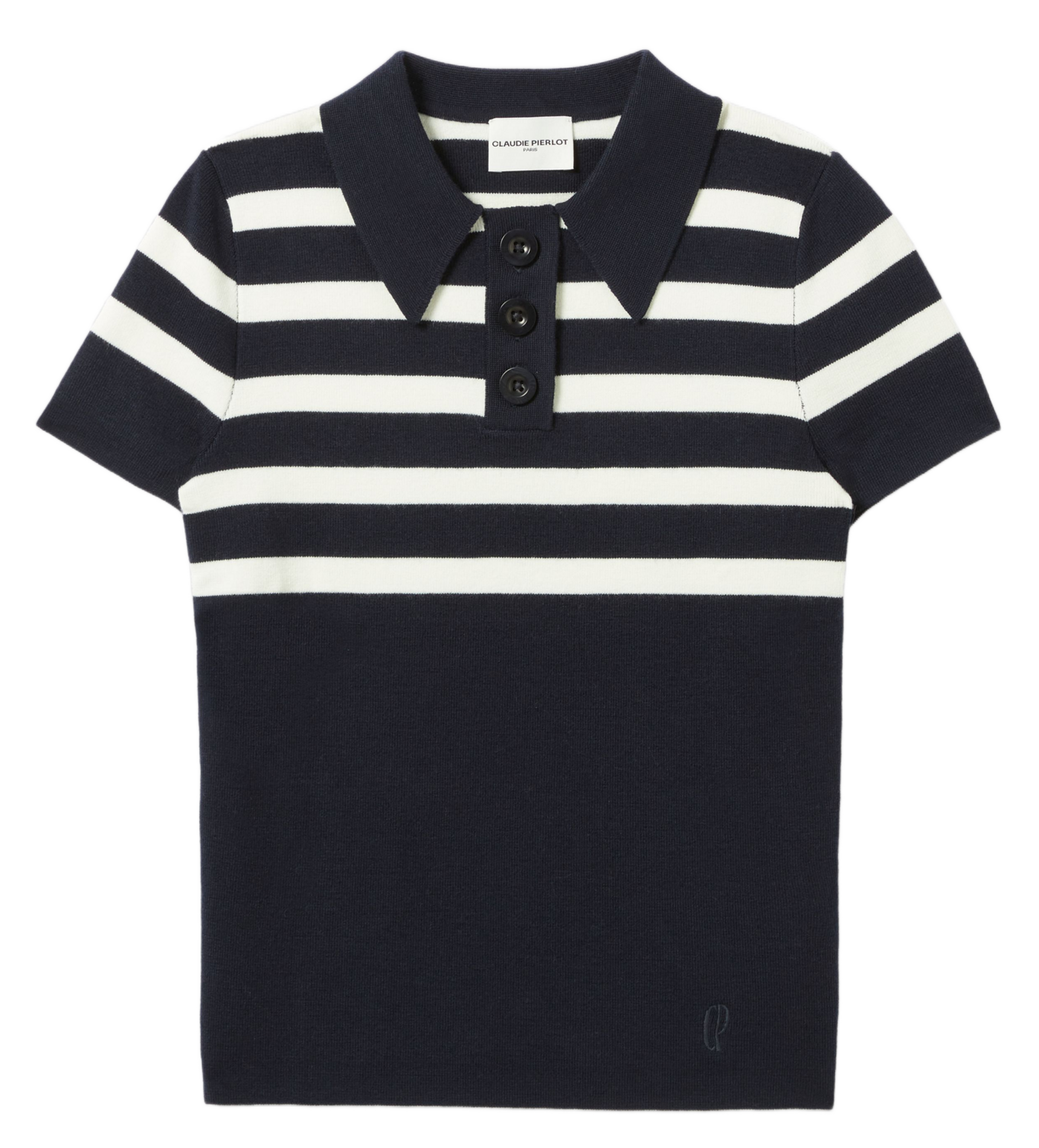 Tee-shirt col chemise rayé CLAUDIE PIERLOT Multicolore