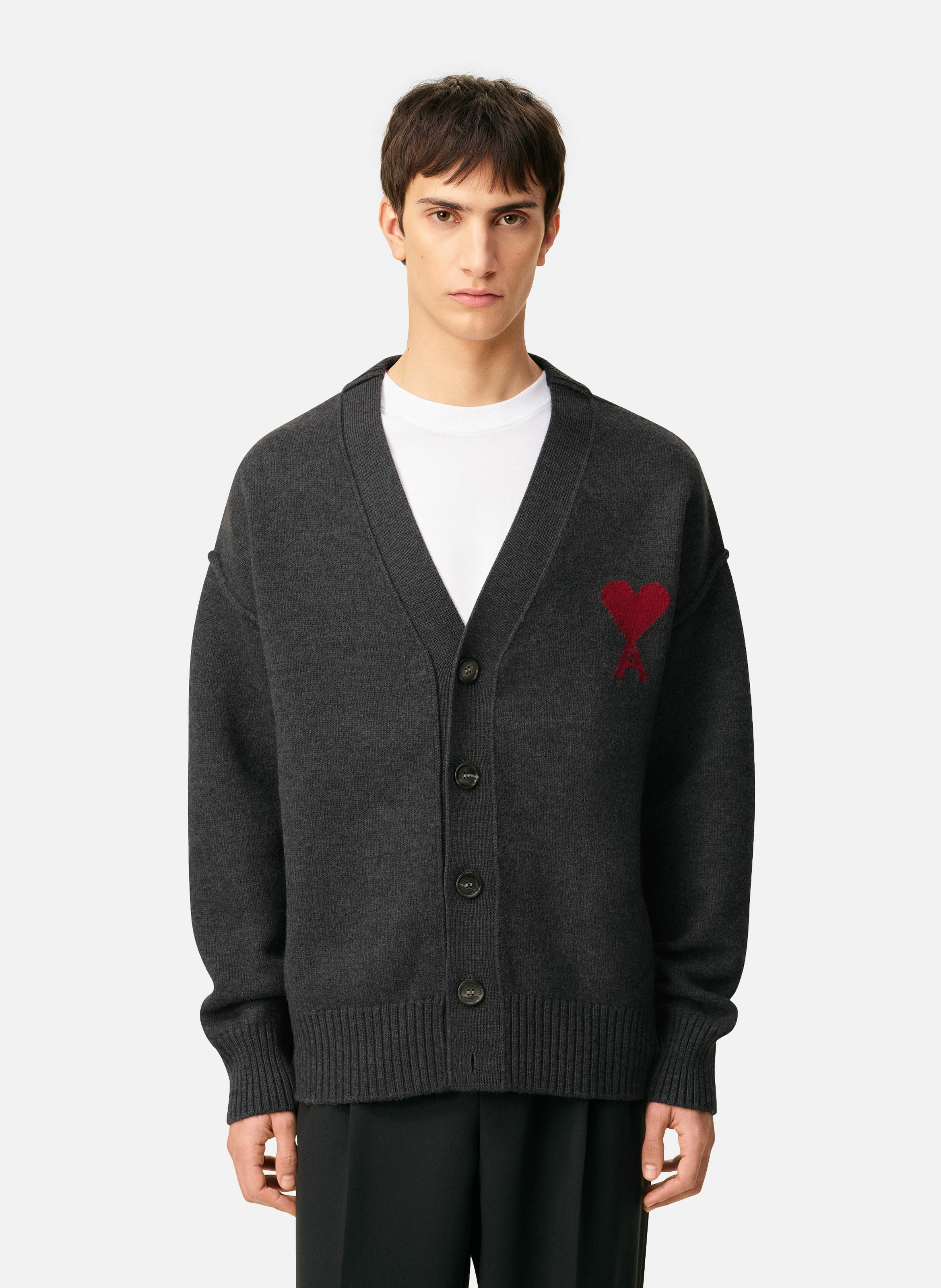 Cardigan ami de coeur en laine unisexe AMI PARIS Gris