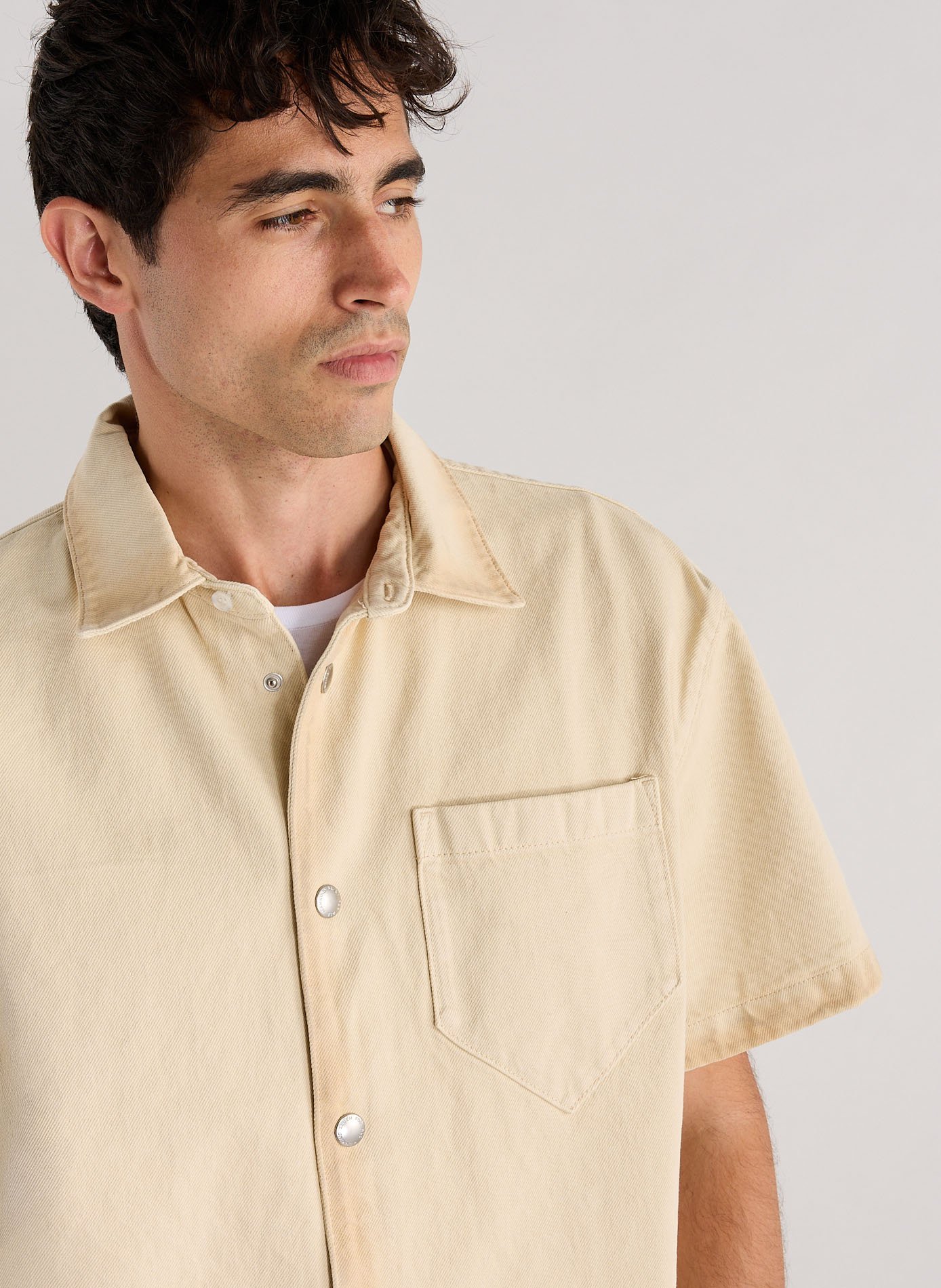 Short-Sleeve Cotton Shirt 7 FOR ALL MANKIND Beige