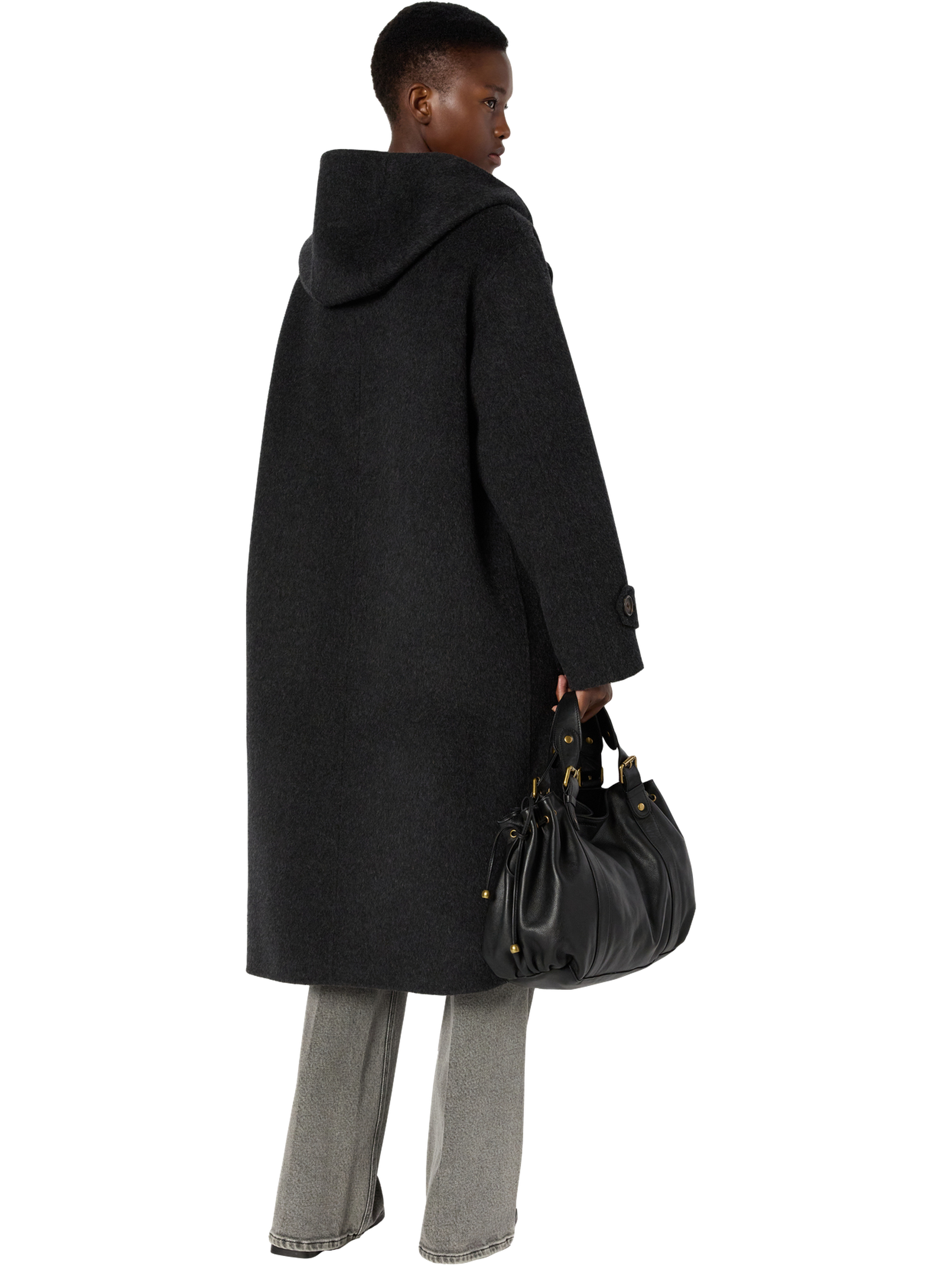 Manteau mi-long à capuche en laine - mariam GERARD DAREL Gris