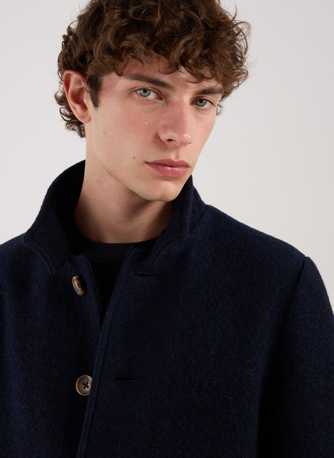 Fluffy mixed wool coat Blue