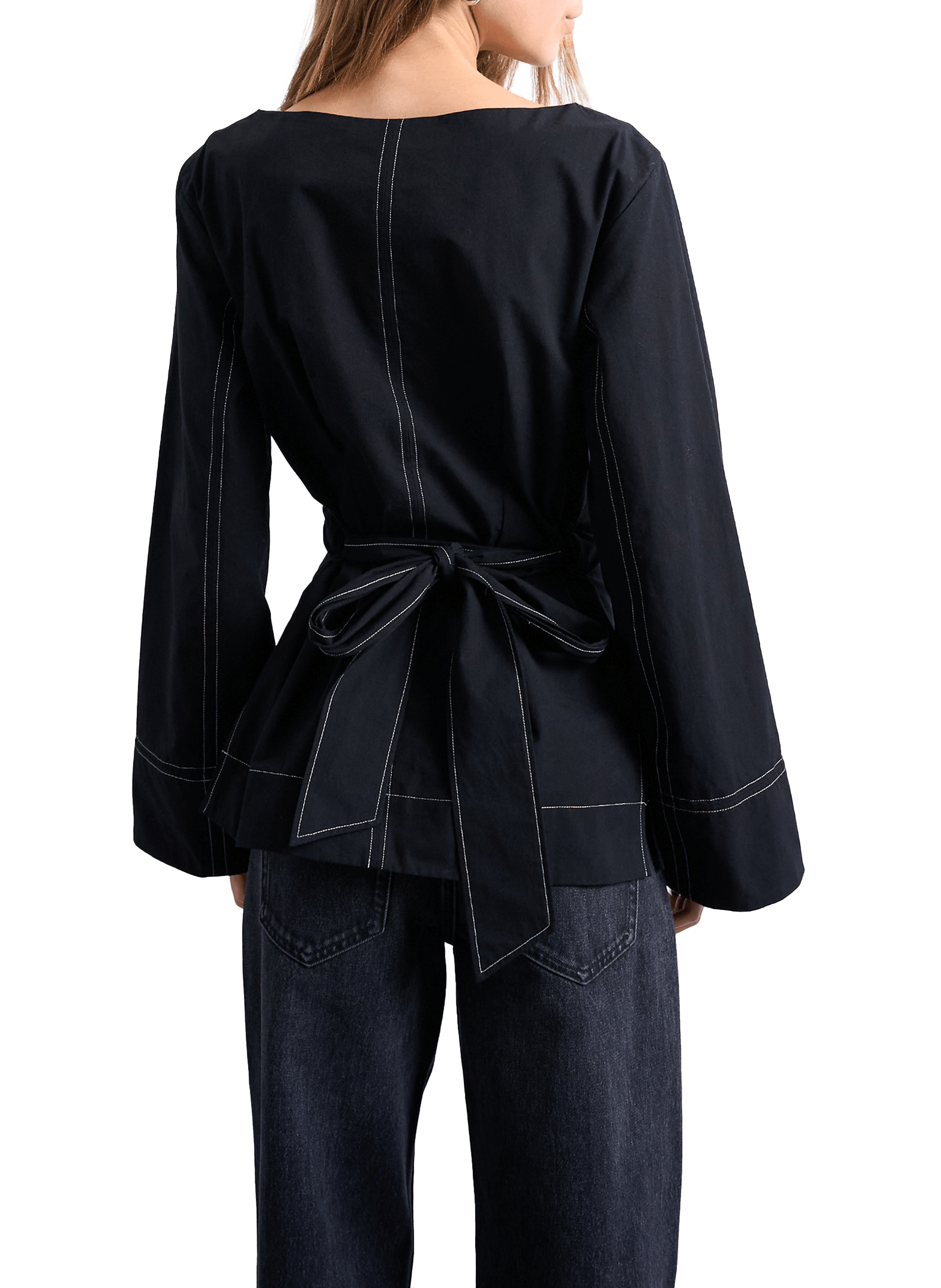 Chemisier ceinturé en coton TOPSHOP Noir