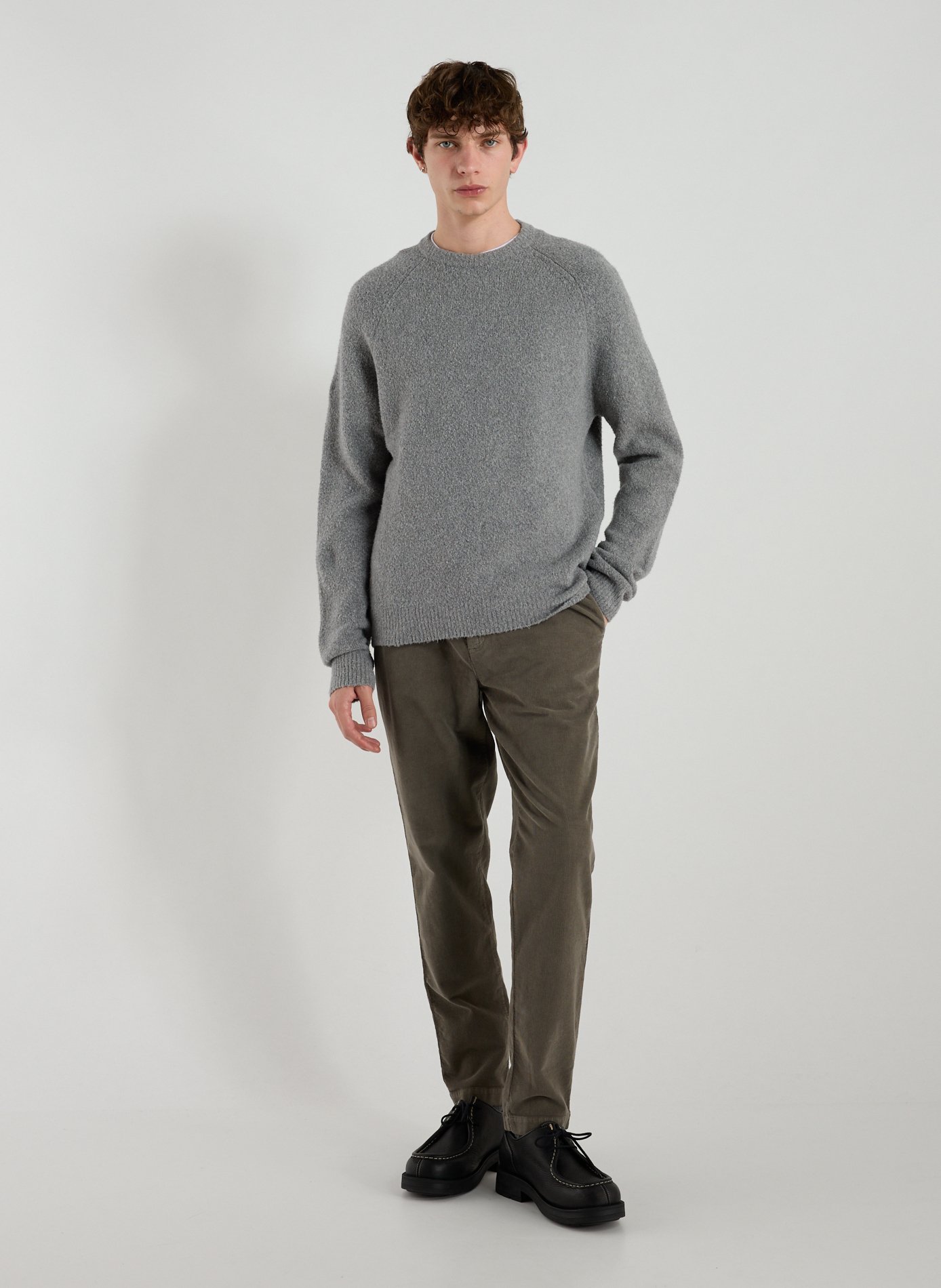 Pull col rond en coton mélangé WOOLRICH Gris