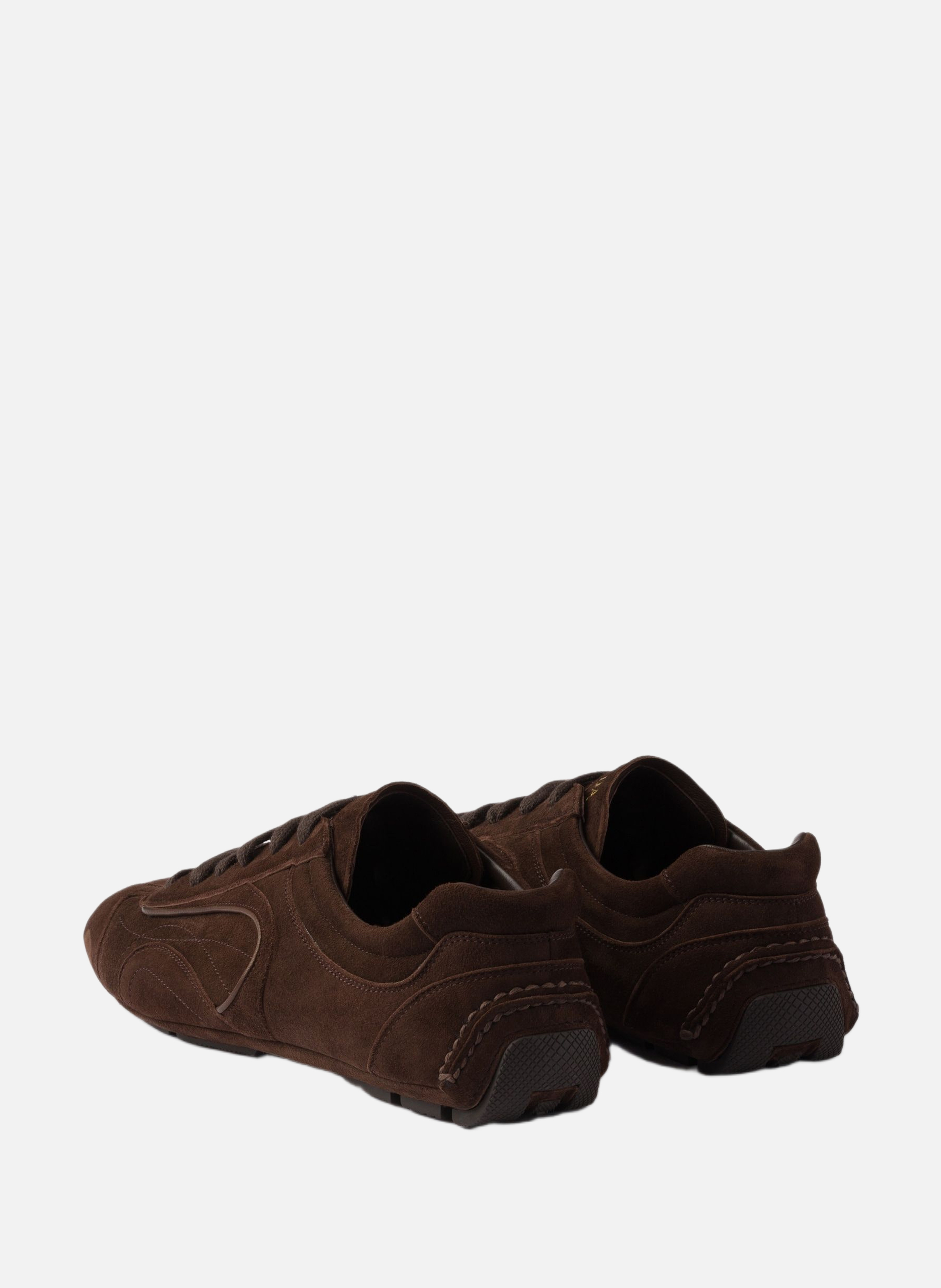 Baskets montecarlo re-edition 2005 en daim PRADA Marron