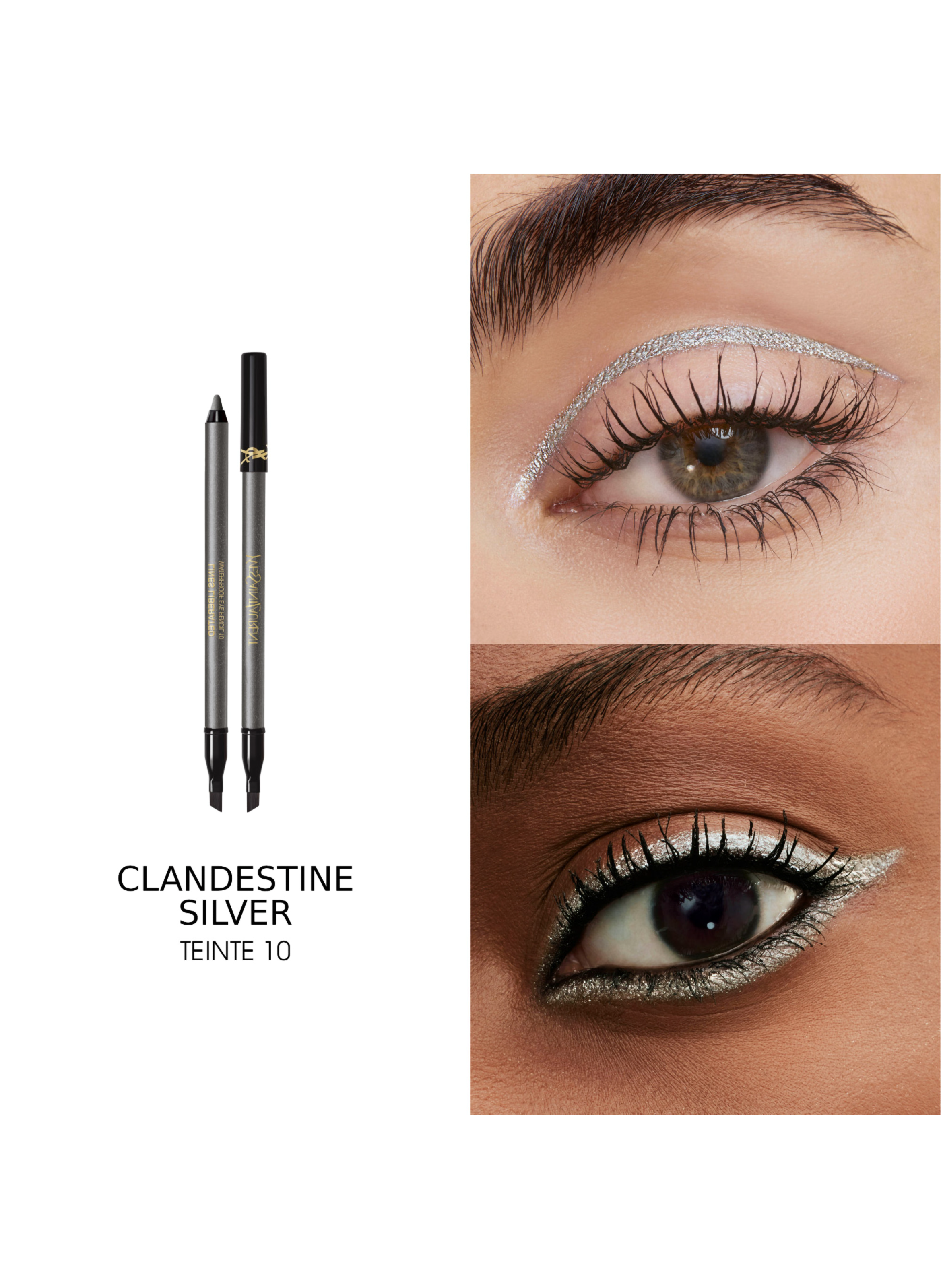 YSL Lines Liberated Crayon yeux waterproof YVES SAINT LAURENT Clandestine silver