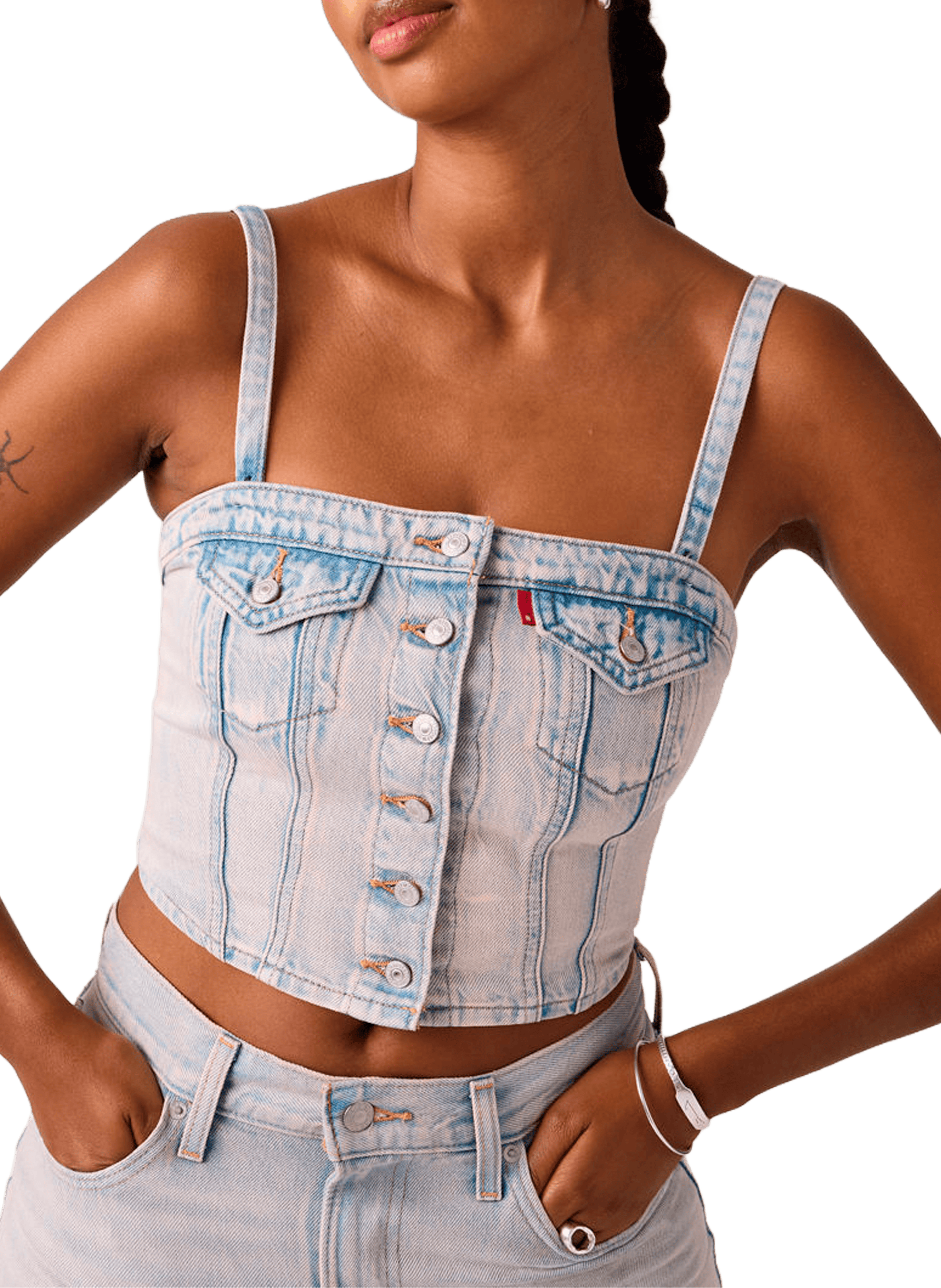 Top bustier délavé en coton LEVI'S Pink