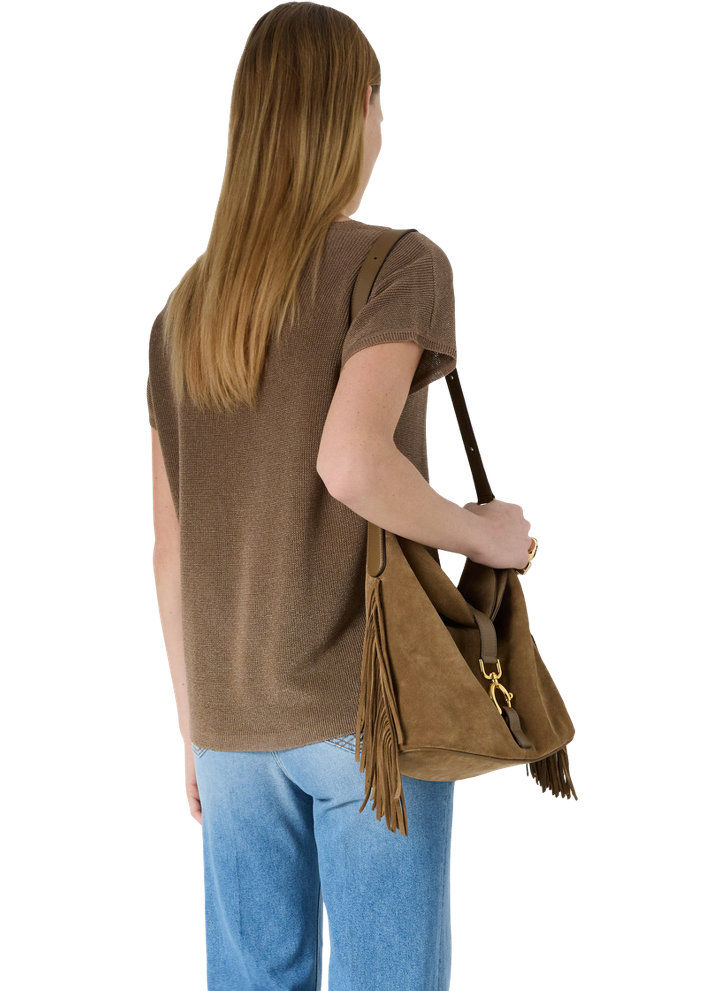 Pull col rond en maille irisée - lixia GERARD DAREL Marron