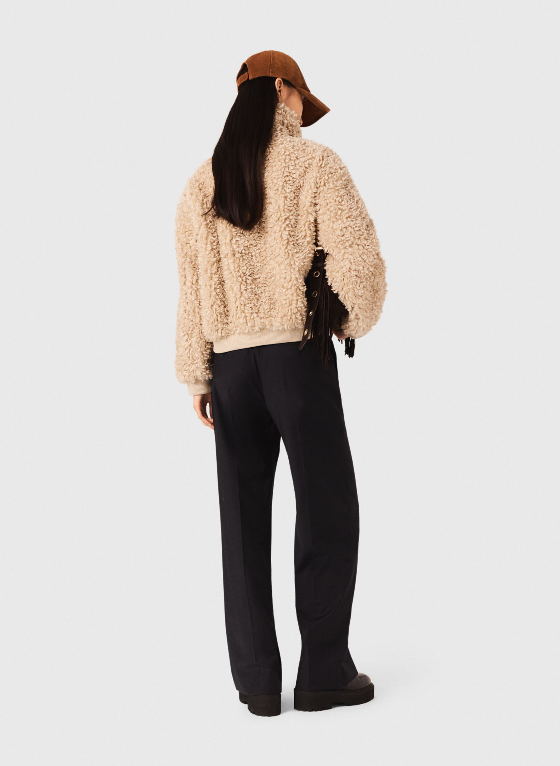 Veste oversize col montant MAJE Beige