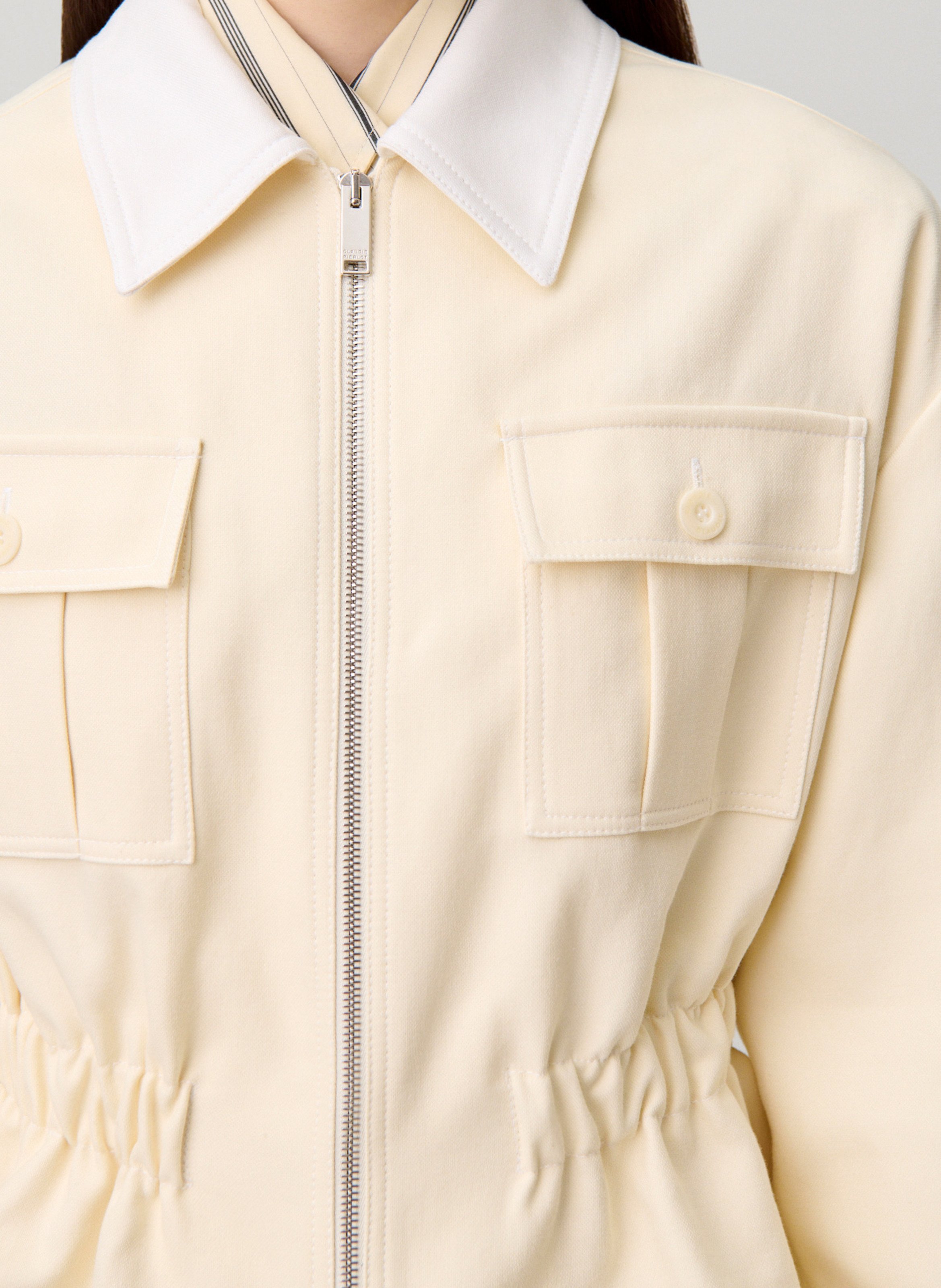 Blouson cintrée en coton CLAUDIE PIERLOT Beige