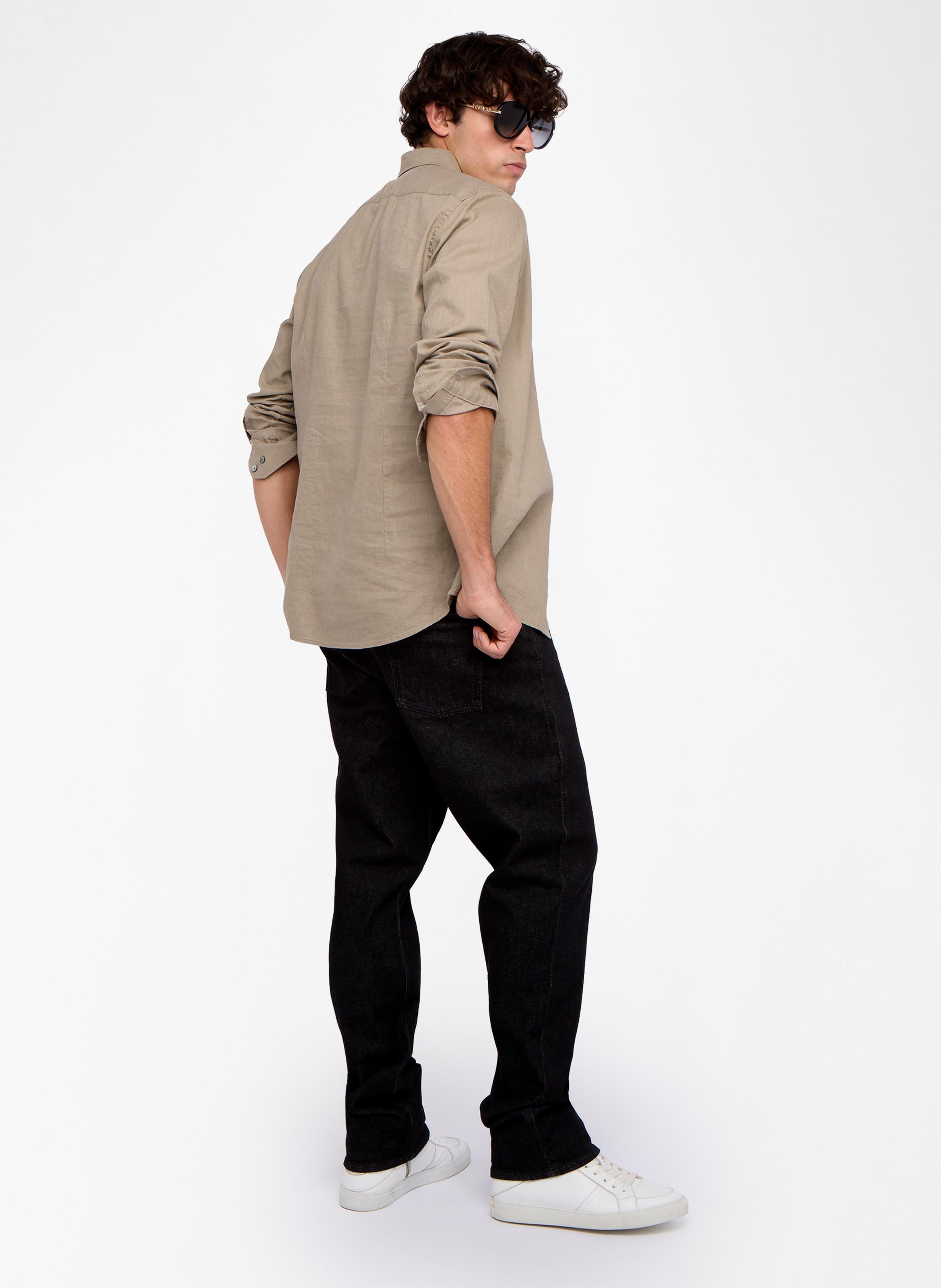 Chemise droite boutonnée en lin mélangé sid ZADIG&VOLTAIRE Beige