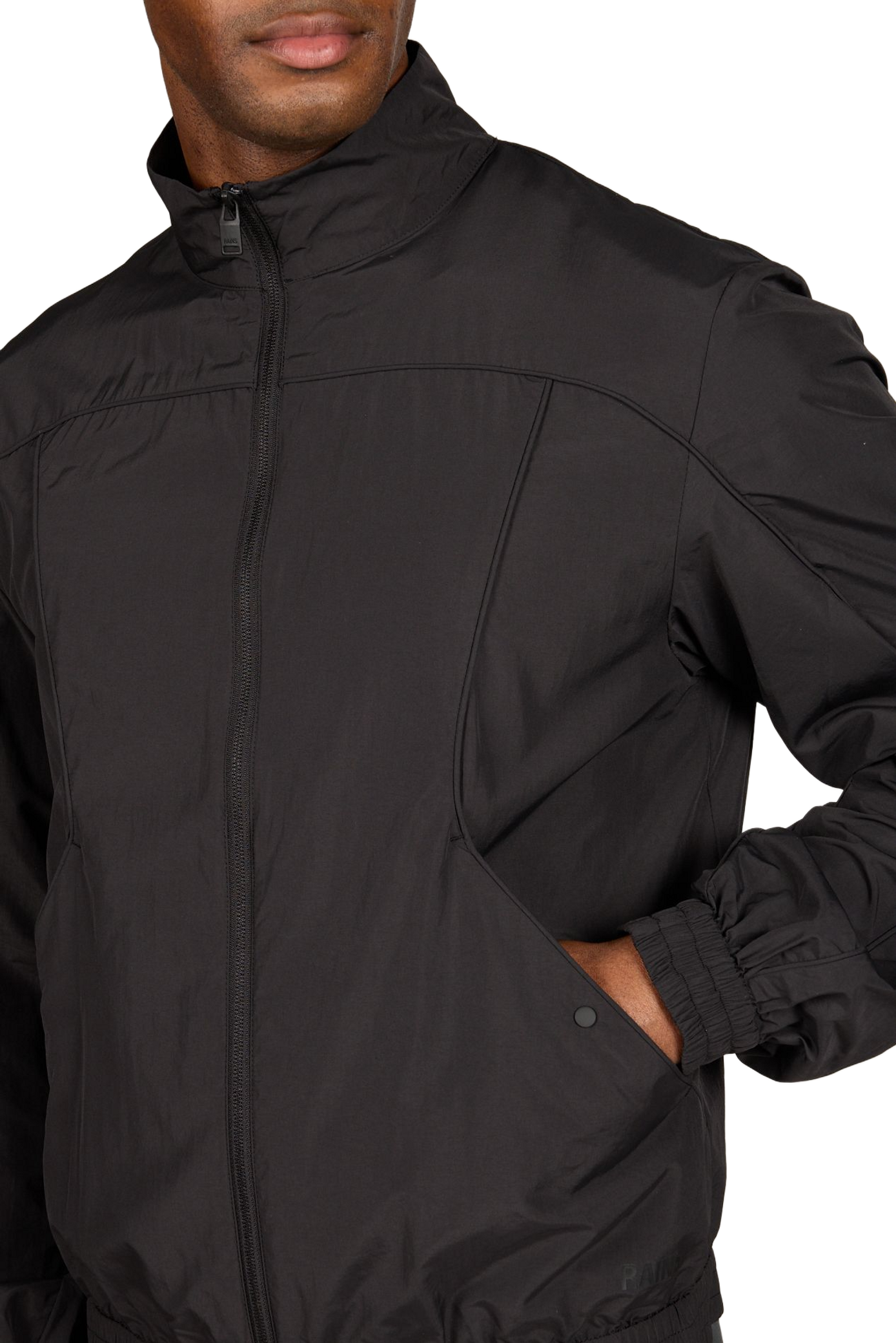 Veste cintrée col montant à zip RAINS Noir