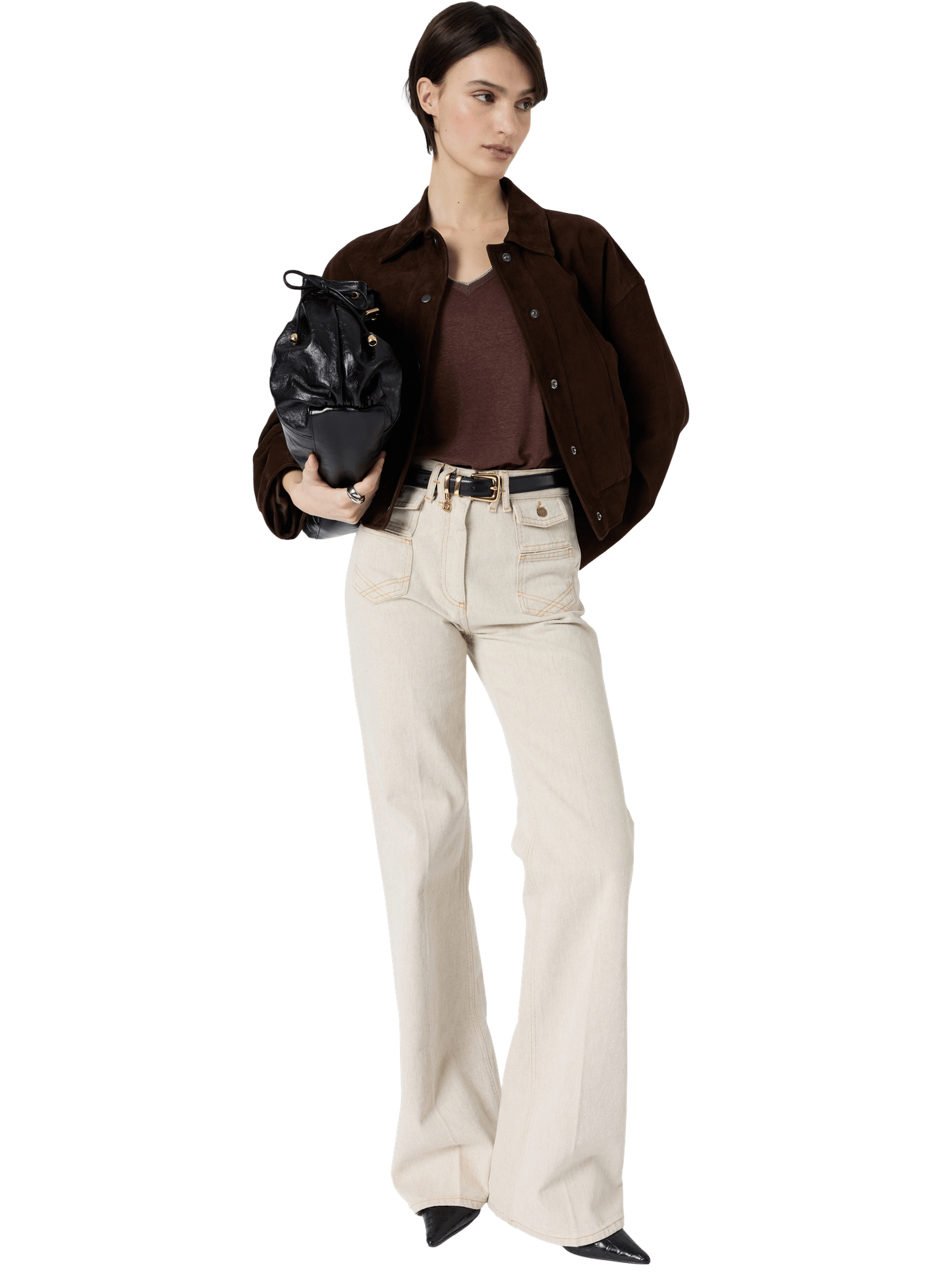 T-shirt v en lin à lurex - mirana GERARD DAREL Marron