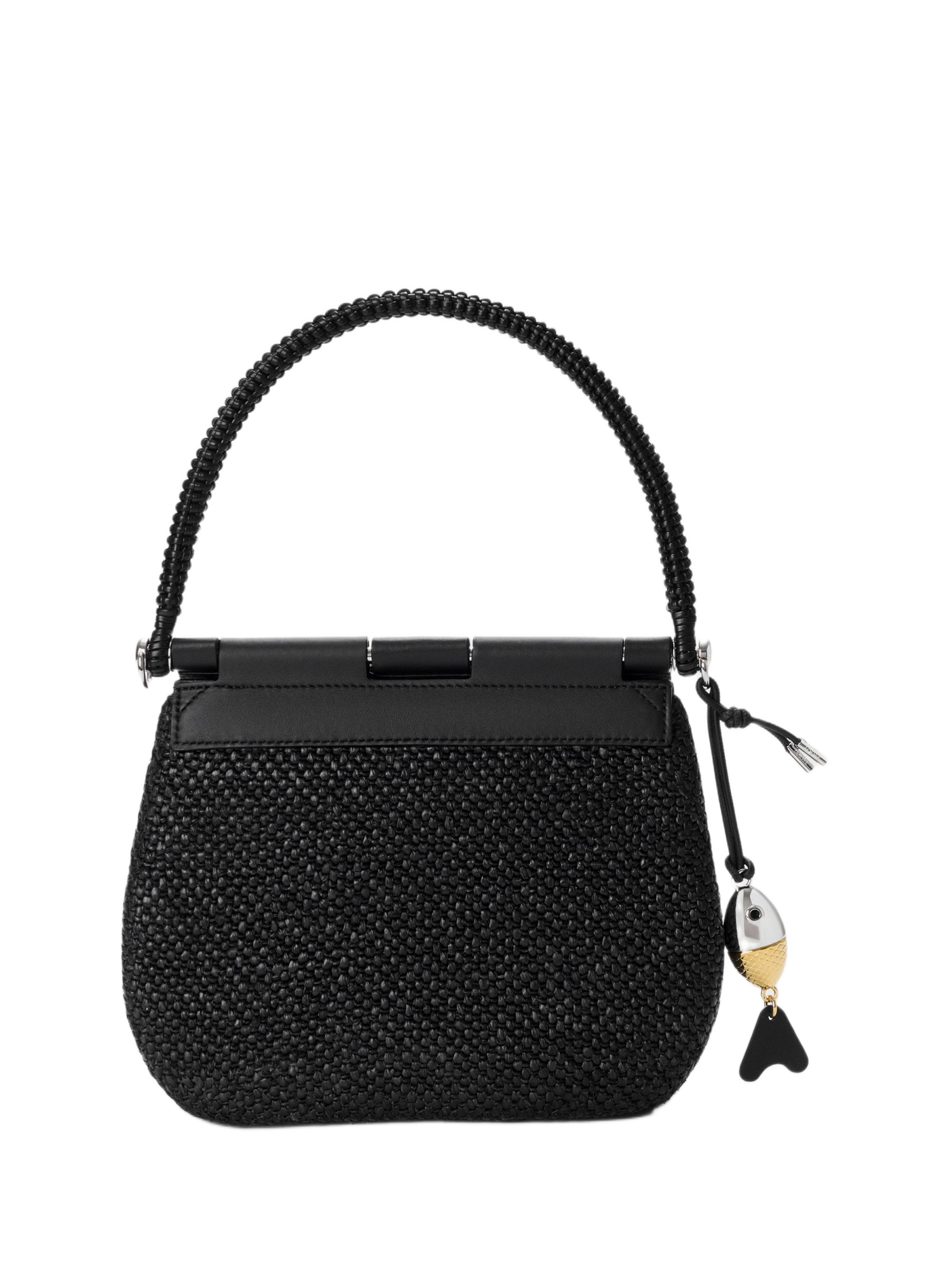Medium Pescador bag in raffia and calf leather LOEWE Black