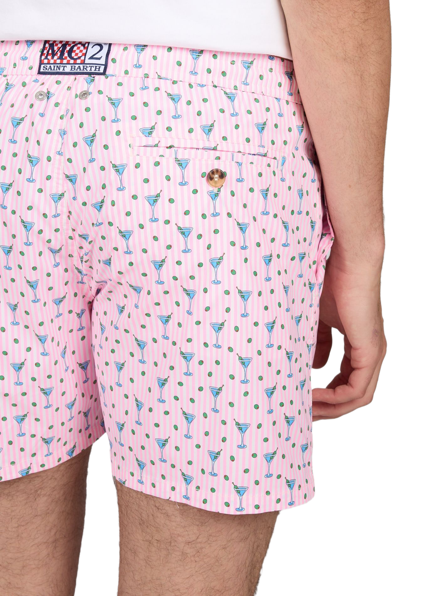 Stretch swim shorts with floral print MC2 SAINT BARTH Pink