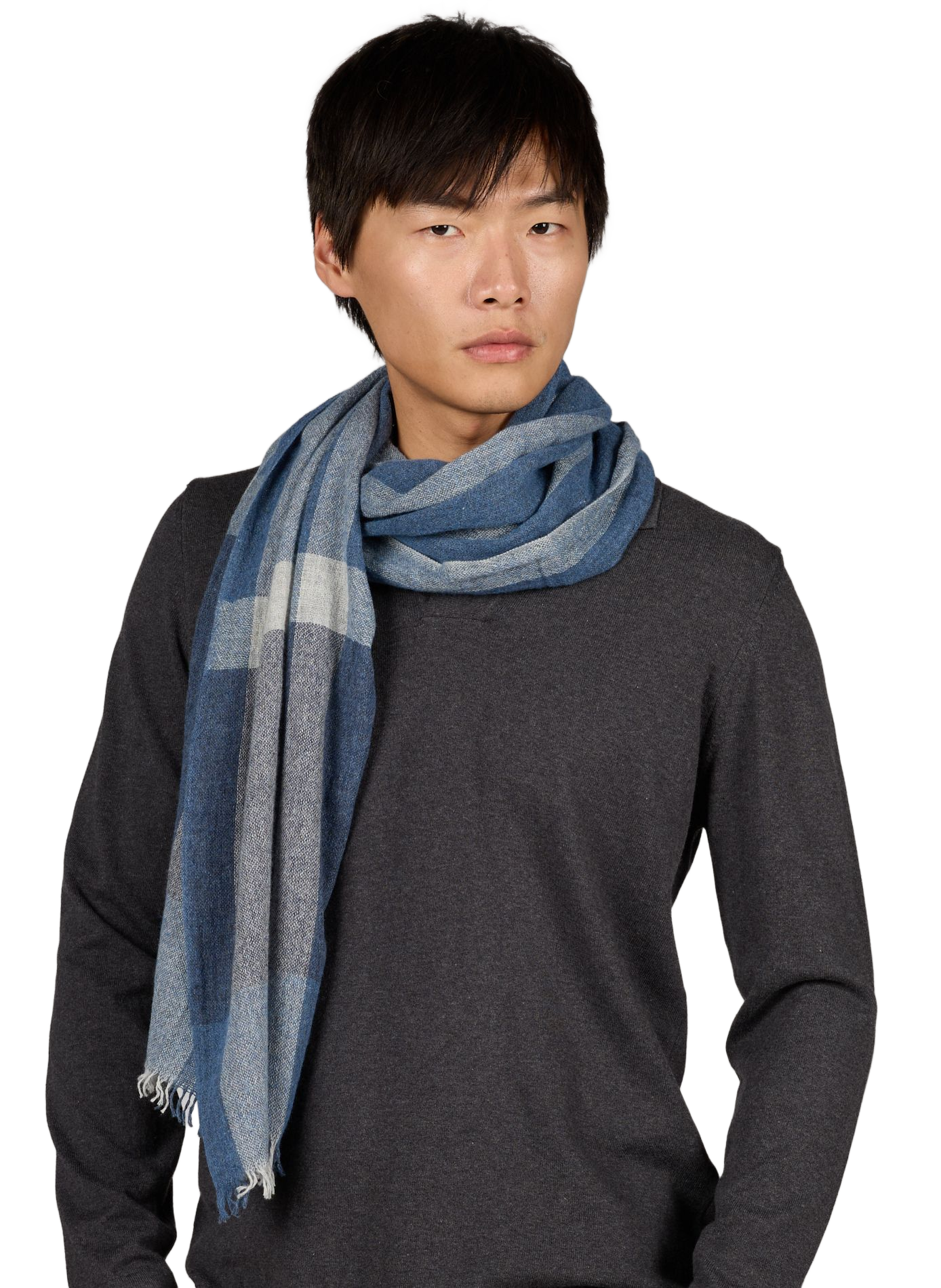 Echarpe à carreaux en laine et coton mélangés SAISON 1865 Multicolore