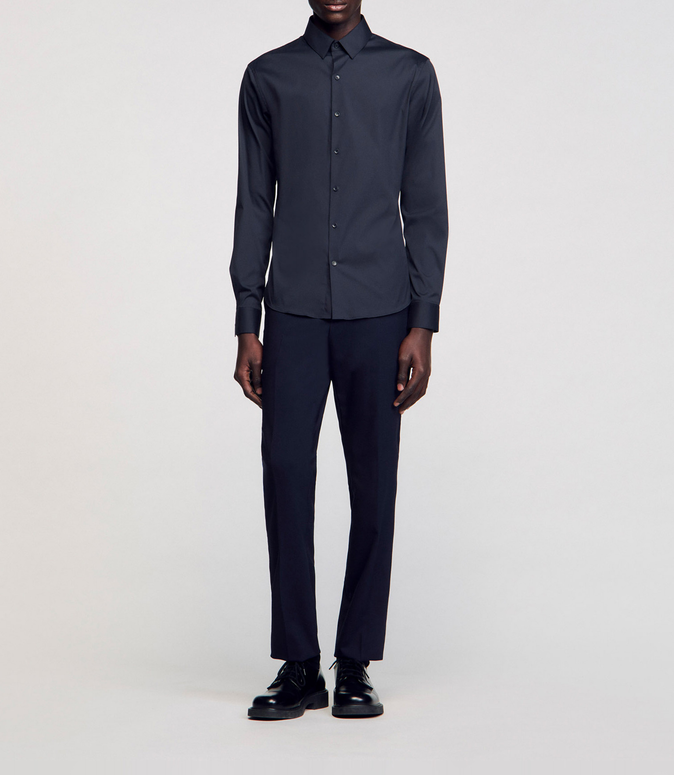 Chemise slim-fit en coton stretch Bleu